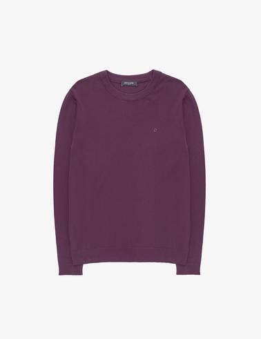 Mor Slim Fit Bisiklet Yaka Basic Triko Kazak
