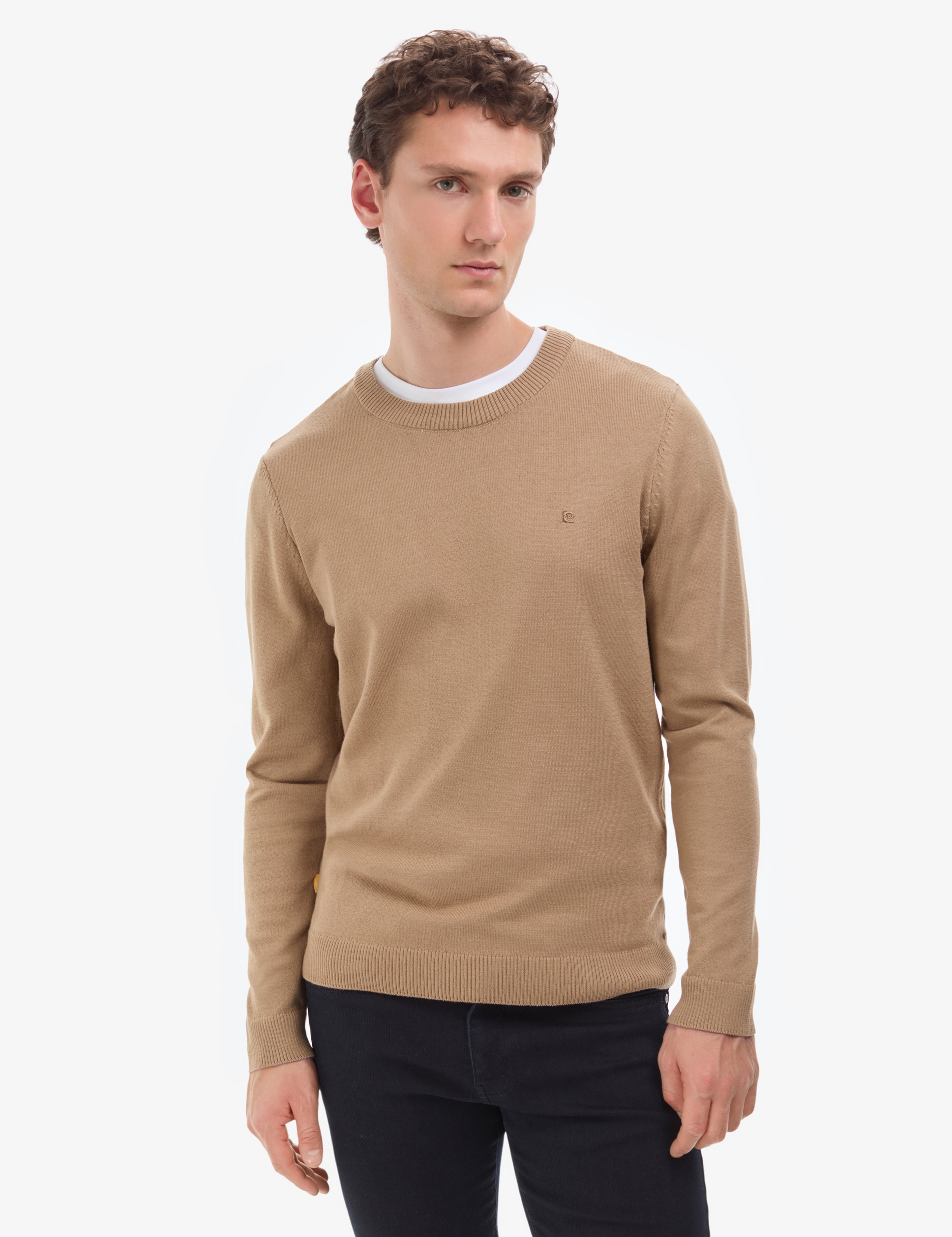 Camel Slim Fit Bisiklet Yaka Basic Triko Kazak - Image 2