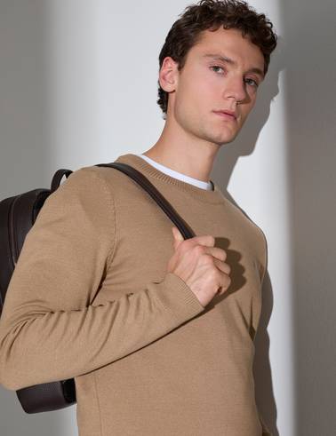Camel Slim Fit Bisiklet Yaka Basic Triko Kazak