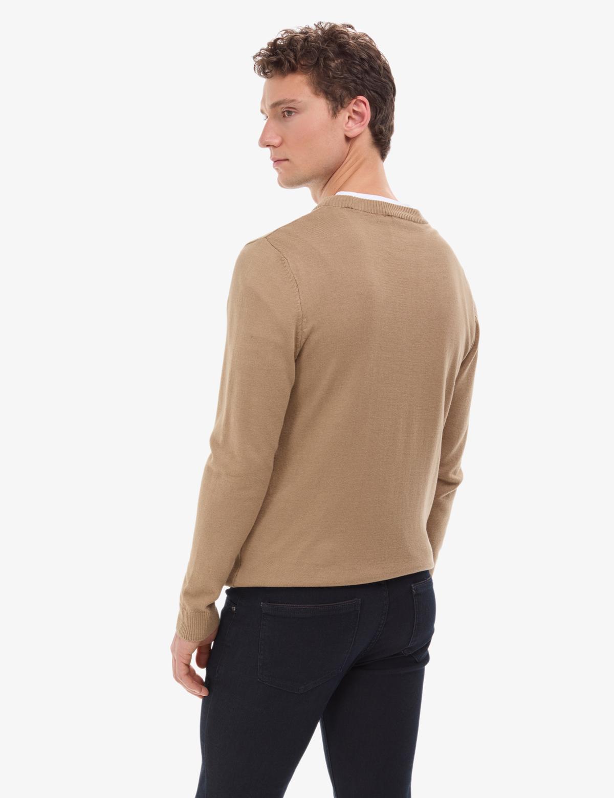 Camel Slim Fit Bisiklet Yaka Basic Triko Kazak - 50314192195