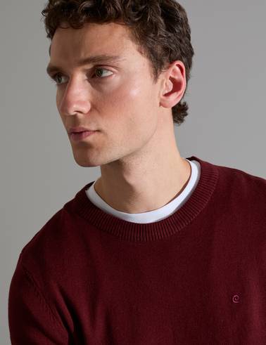 Bordo Slim Fit Bisiklet Yaka Basic Triko Kazak