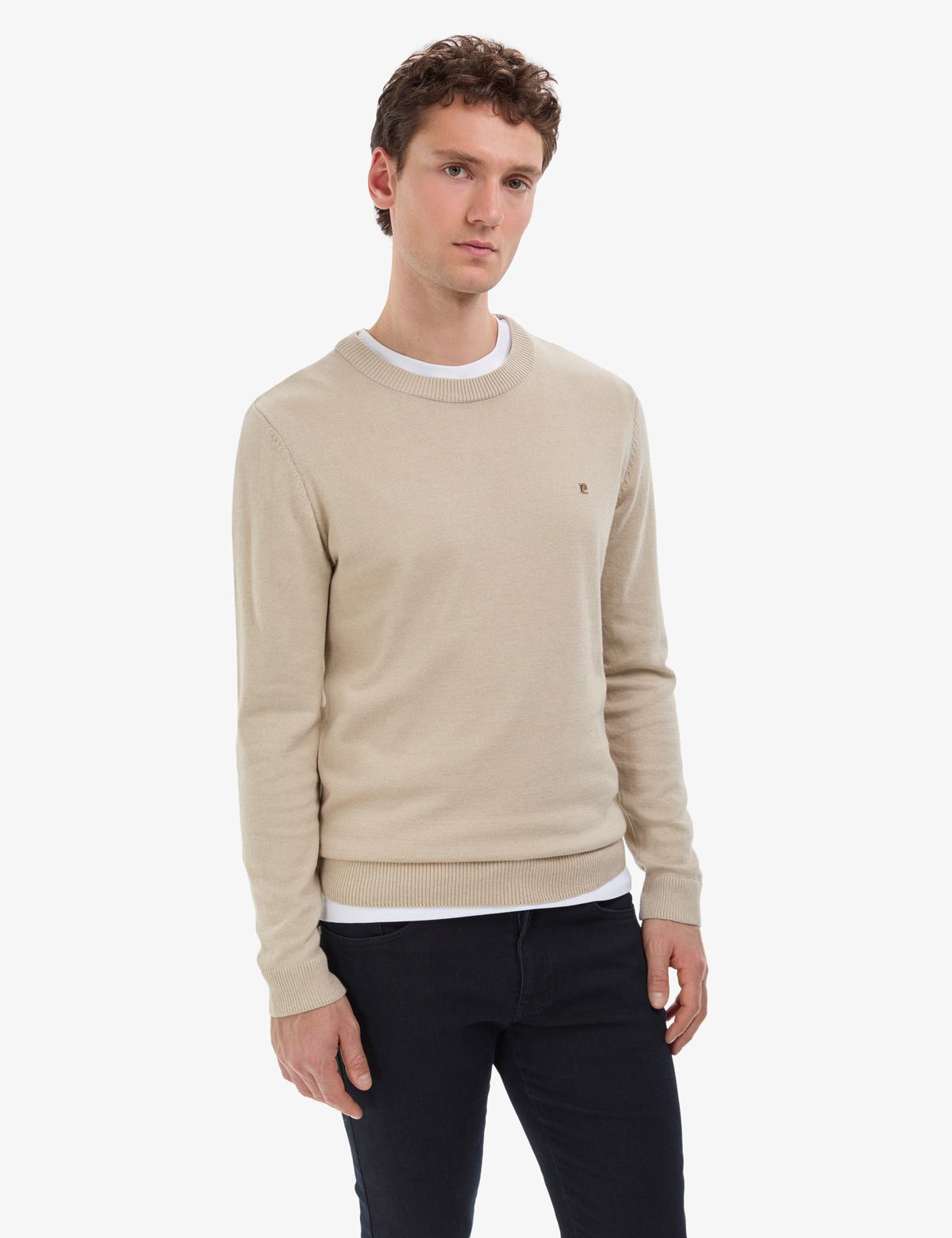 Kum Melanj Slim Fit Bisiklet Yaka Basic Triko Kazak - 50314192046