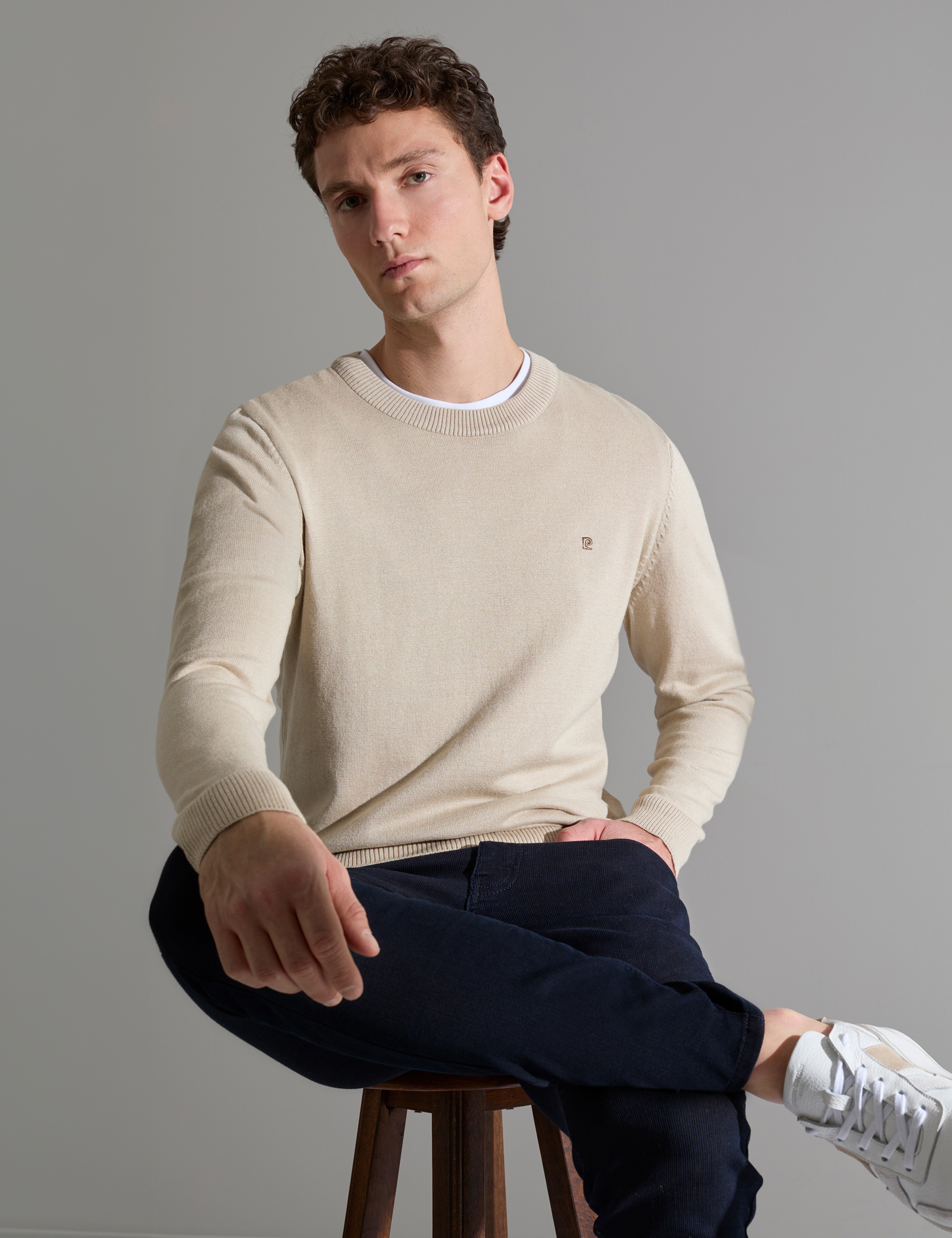 Kum Melanj Slim Fit Bisiklet Yaka Basic Triko Kazak - Image 1