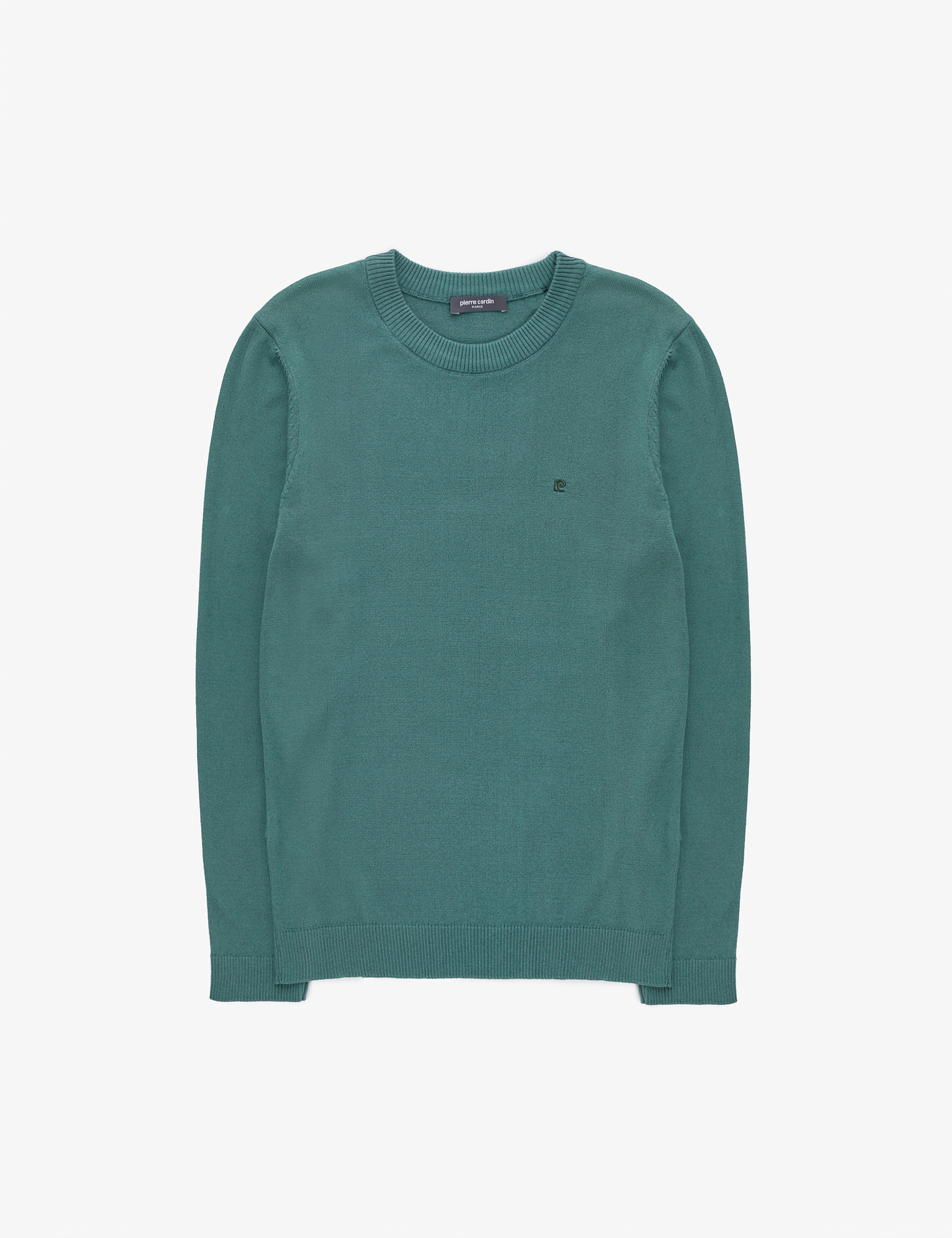Yeşil Slim Fit Bisiklet Yaka Basic Triko Kazak