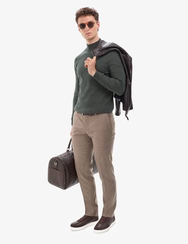 Koyu Haki Slim Fit Yarım Balıkçı Yaka Basic Triko Kazak