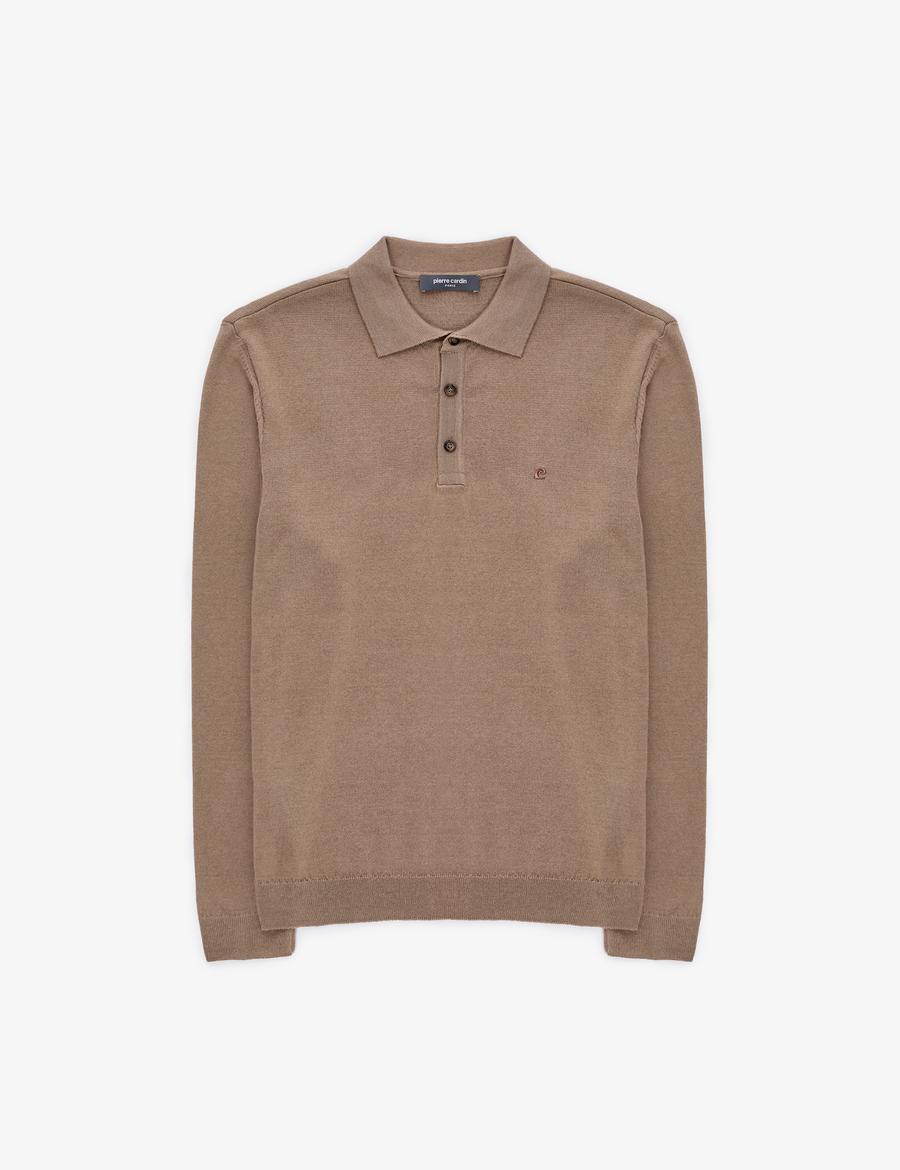 Vizon Melanj Slim Fit Polo Yaka Basic Triko Kazak