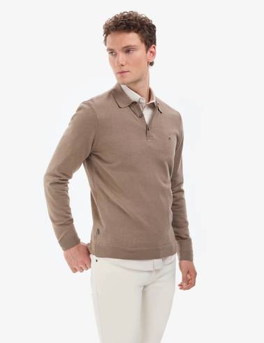 Vizon Melanj Slim Fit Polo Yaka Basic Triko Kazak