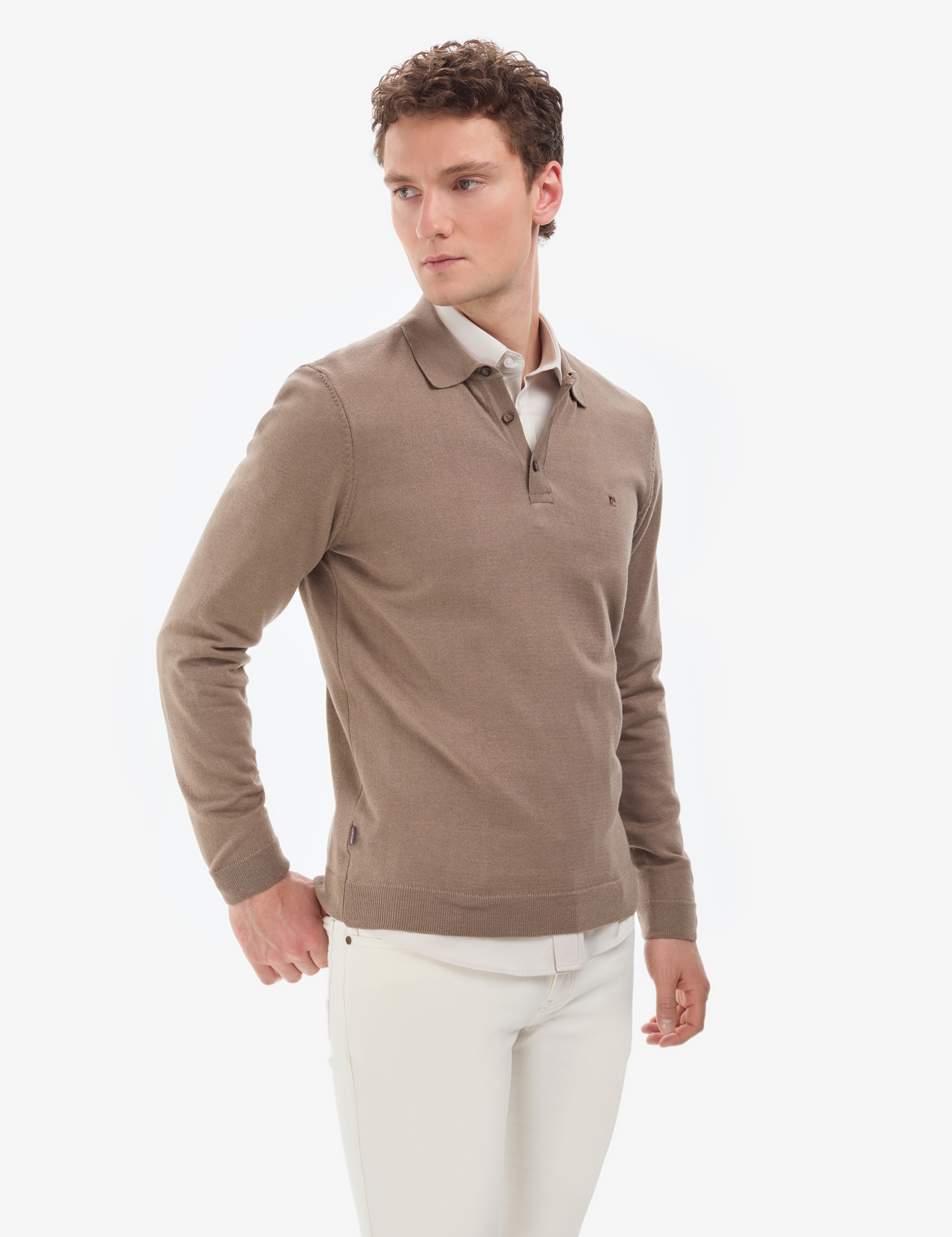 Vizon Melanj Slim Fit Polo Yaka Basic Triko Kazak - Image 4