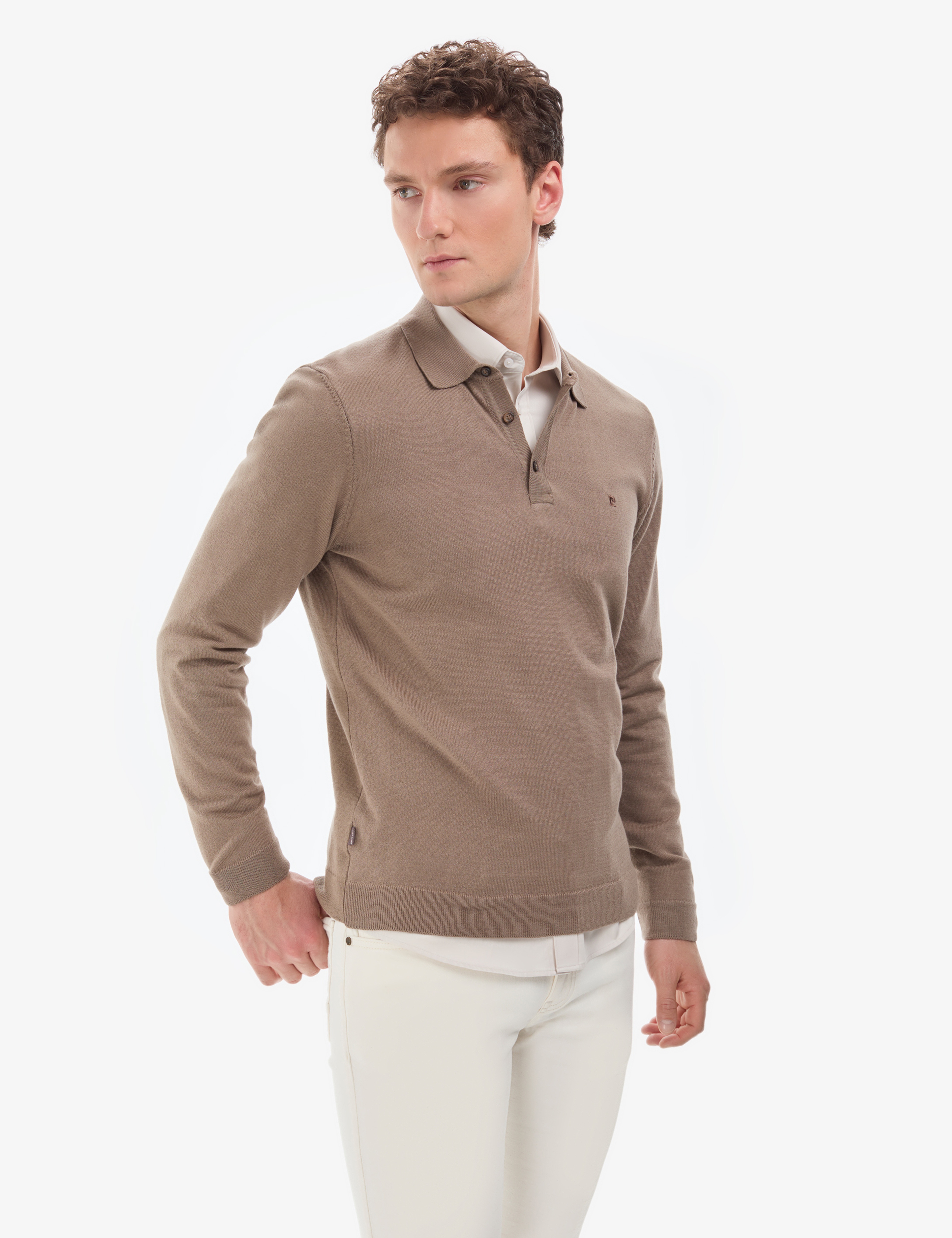 Vizon Melanj Slim Fit Polo Yaka Basic Triko Kazak