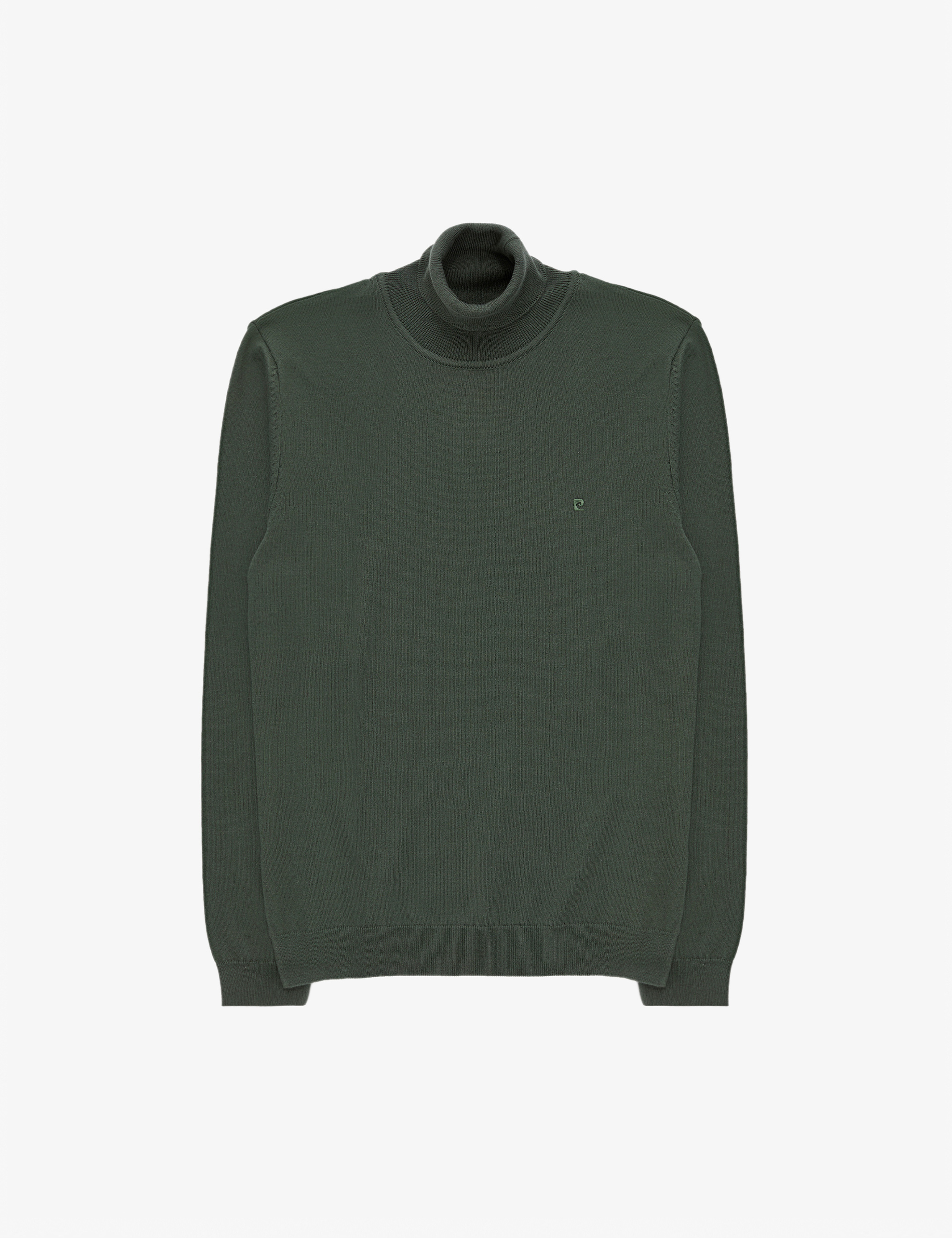 Koyu Haki Slim Fit Yarım Balıkçı Yaka Basic Triko Kazak