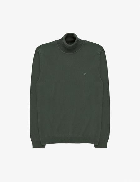 Koyu Haki Slim Fit Yarım Balıkçı Yaka Basic Triko Kazak - 50314176097