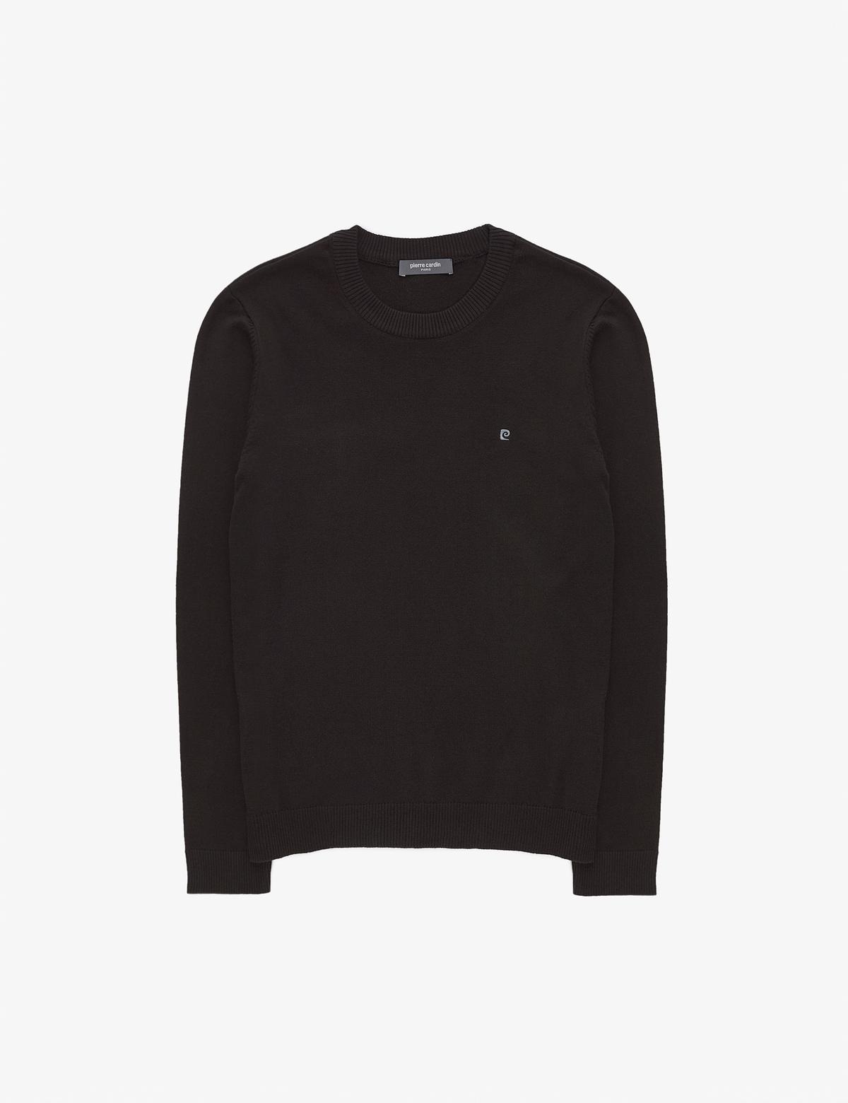 Siyah Slim Fit Bisiklet Yaka Basic Triko Kazak - 50314192006