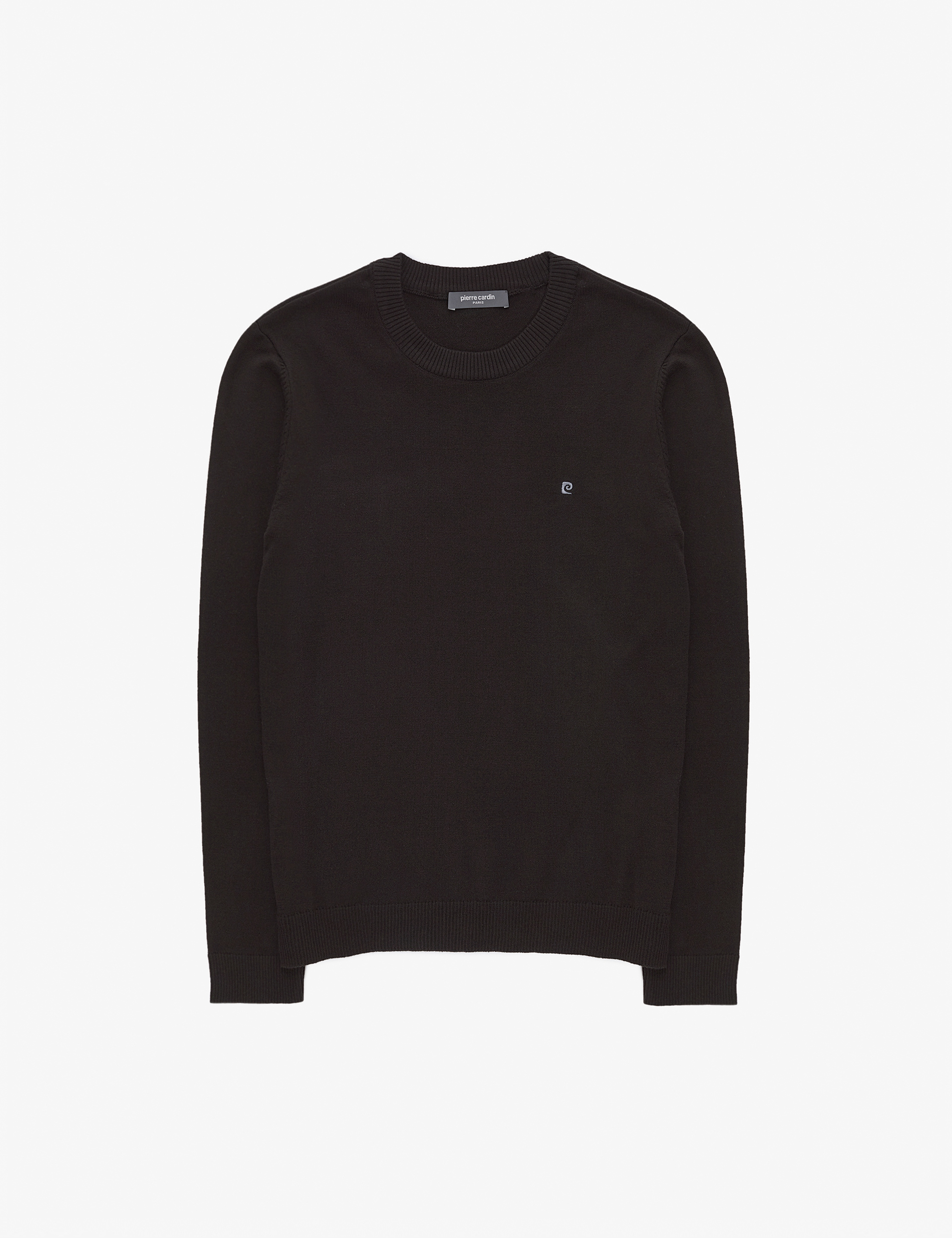Siyah Slim Fit Bisiklet Yaka Basic Triko Kazak