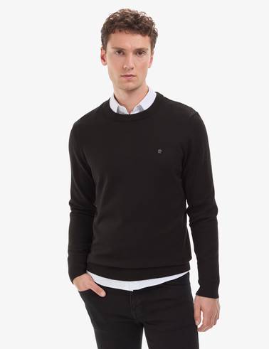 Siyah Slim Fit Bisiklet Yaka Basic Triko Kazak
