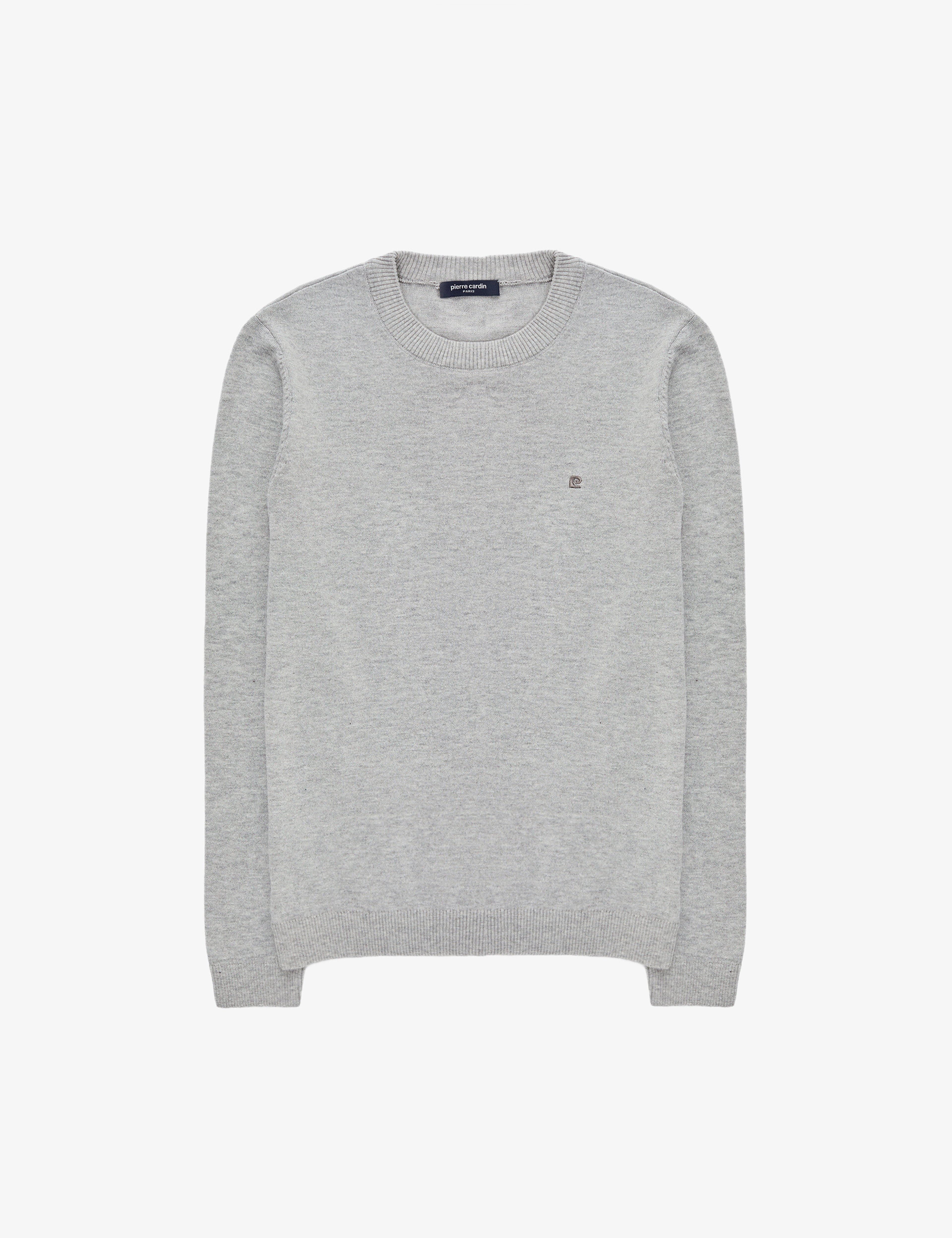 Açık Gri Melanj Slim Fit Bisiklet Yaka Basic Triko Kazak - Image 7
