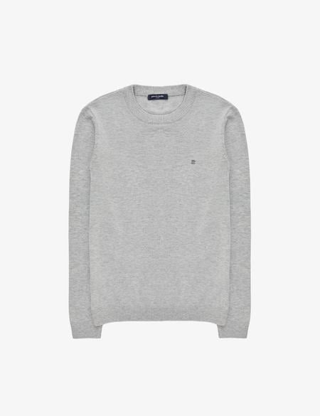 Açık Gri Melanj Slim Fit Bisiklet Yaka Basic Triko Kazak - 50314192066