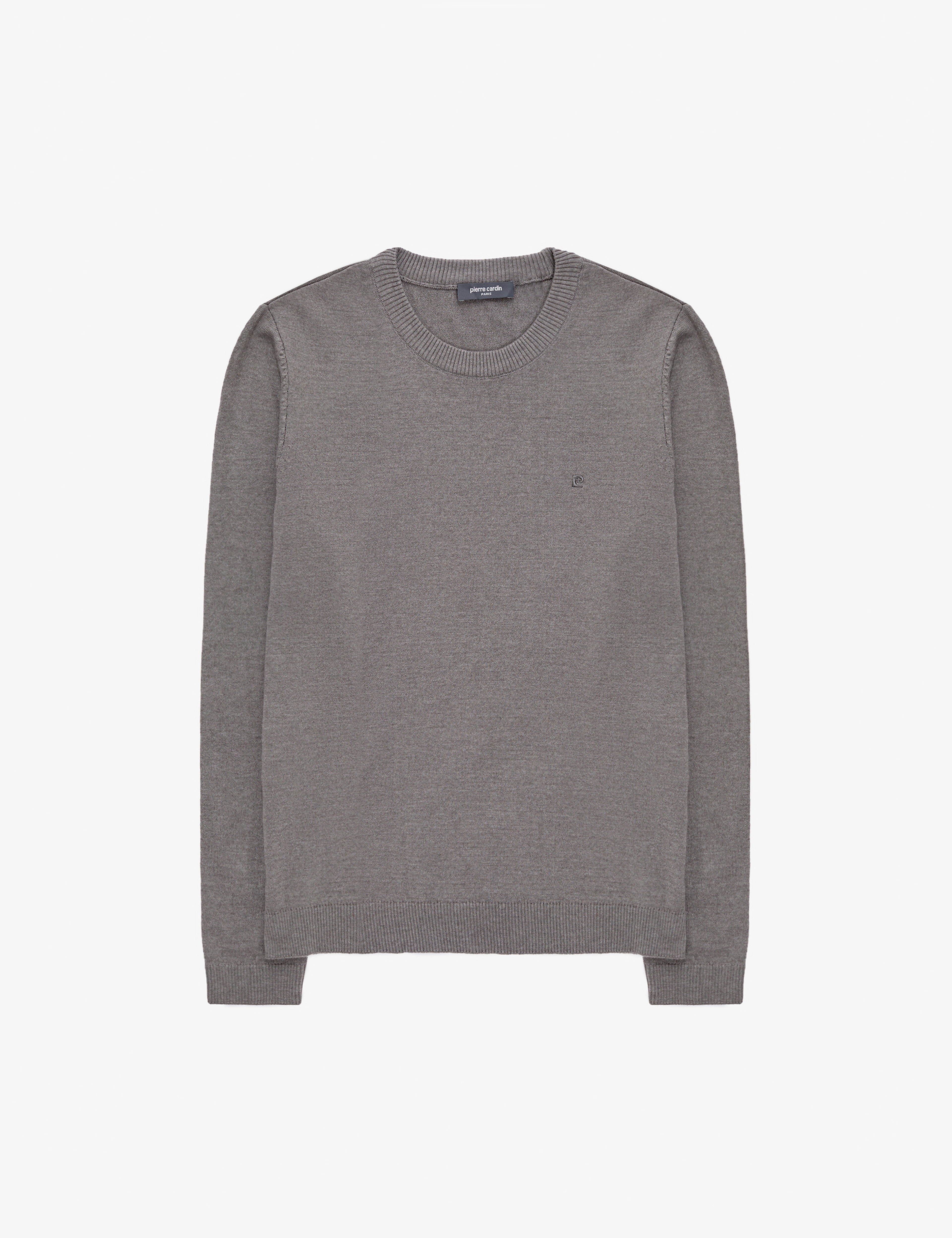 Gri Melanj Slim Fit Bisiklet Yaka Basic Triko Kazak - Image 7