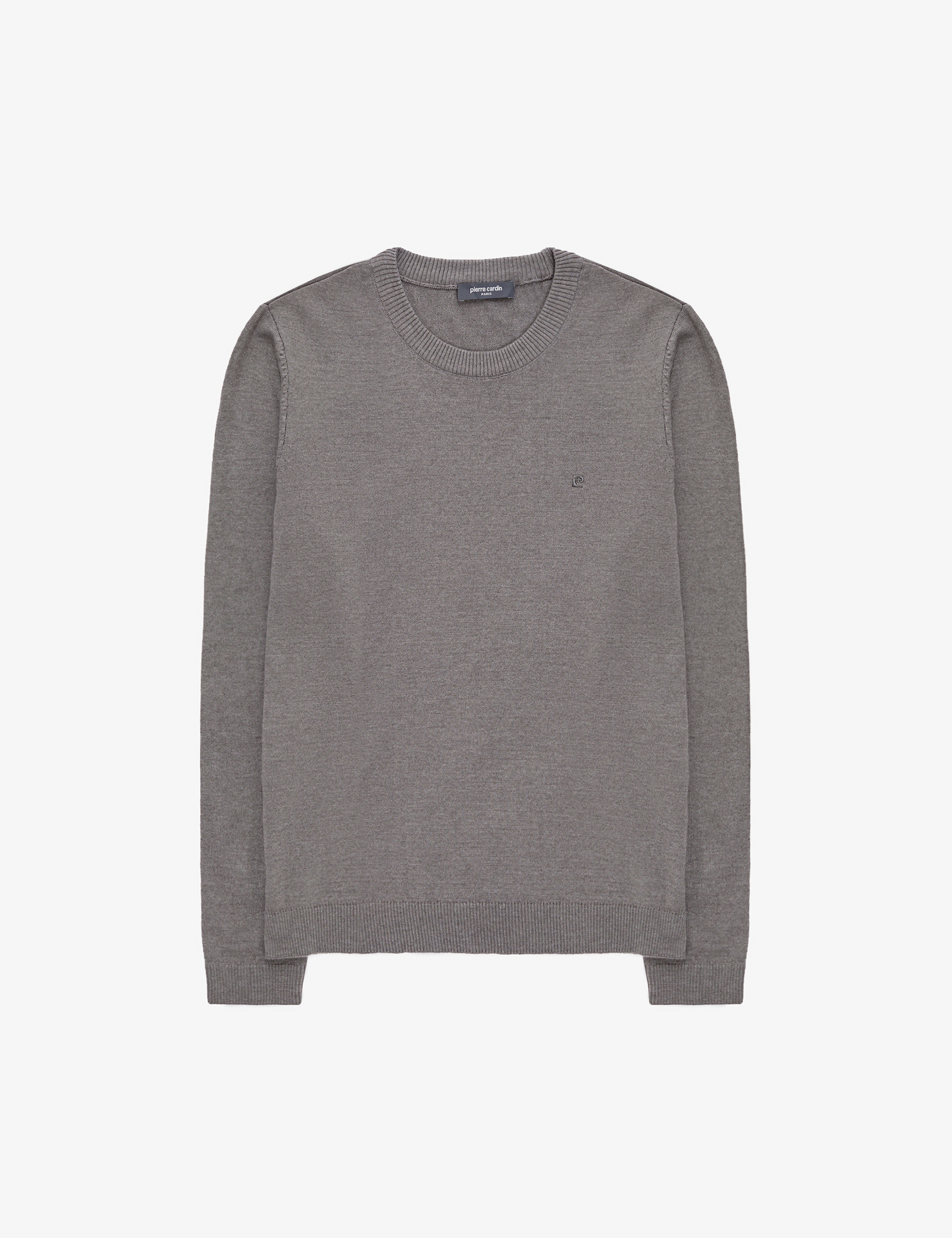 Gri Melanj Slim Fit Bisiklet Yaka Basic Triko Kazak