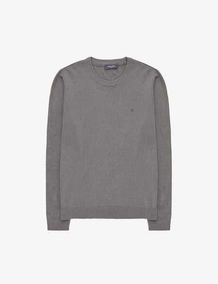 Gri Melanj Slim Fit Bisiklet Yaka Basic Triko Kazak - 50314192175