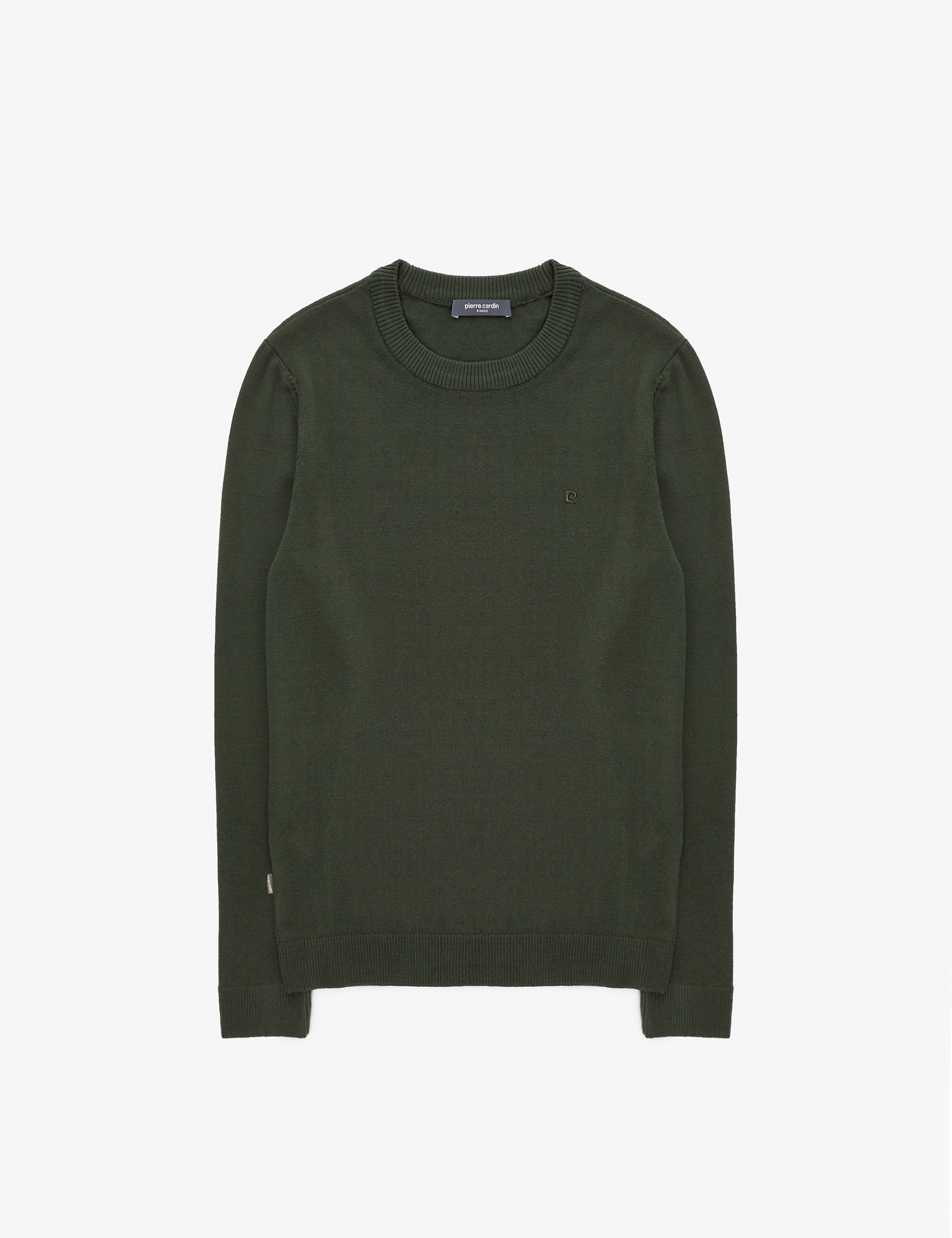 Koyu Haki Slim Fit Bisiklet Yaka Basic Triko Kazak - Image 7