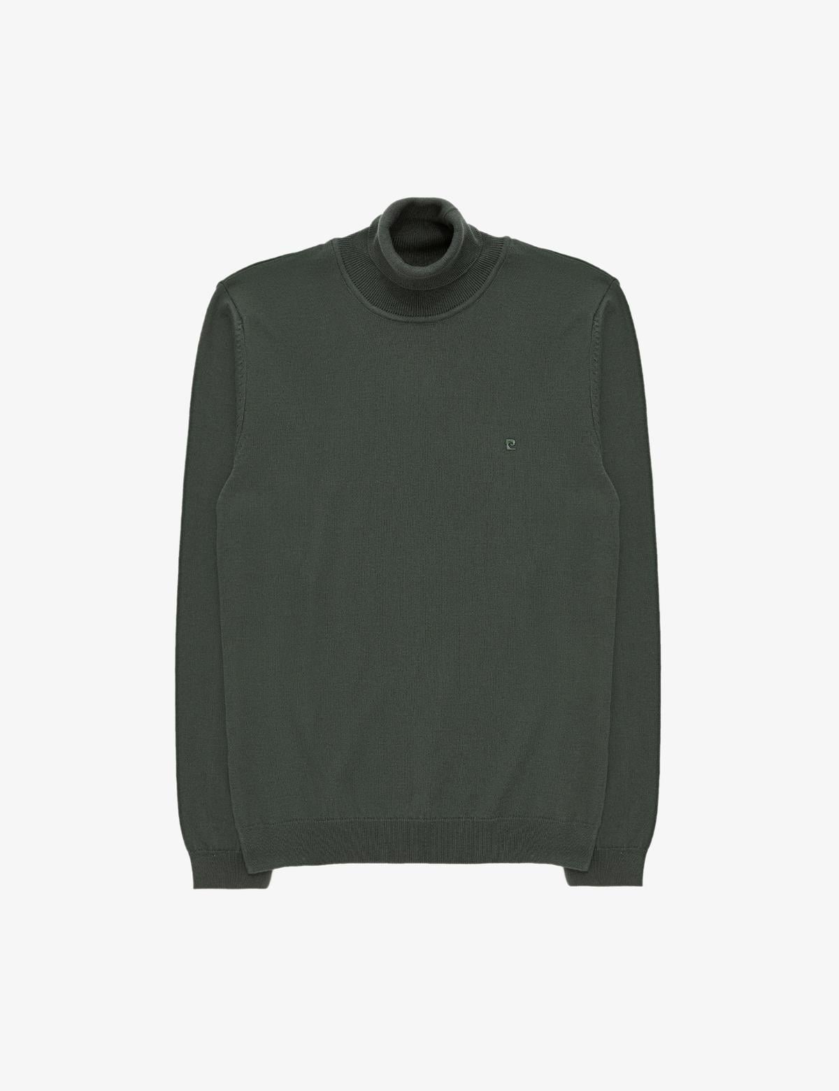 Koyu Haki Slim Fit Balıkçı Yaka Basic Triko Kazak - 50314202066