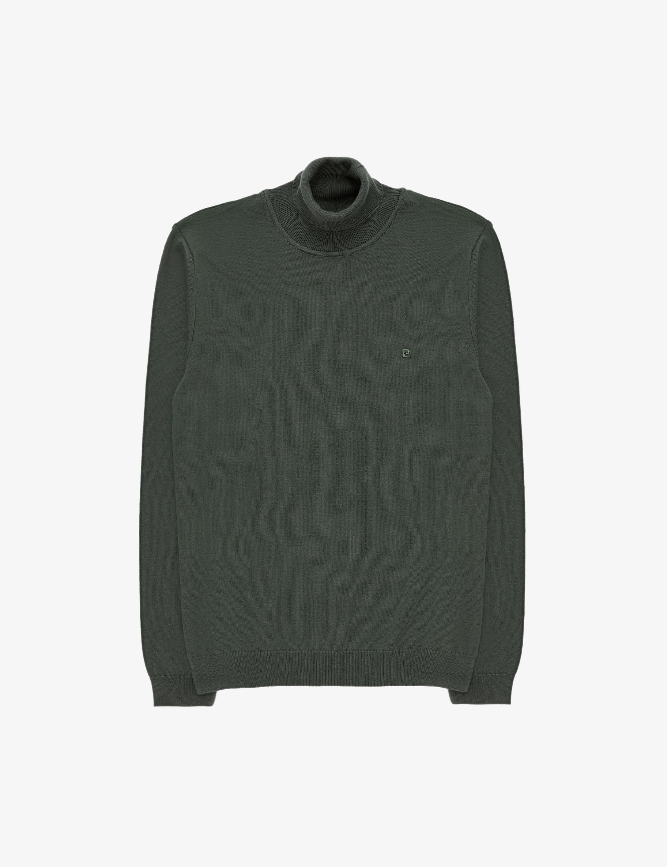 Koyu Haki Slim Fit Balıkçı Yaka Basic Triko Kazak