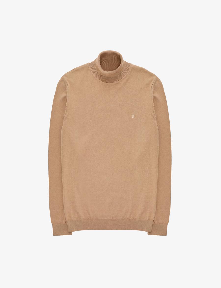 Camel Slim Fit Balıkçı Yaka Basic Triko Kazak