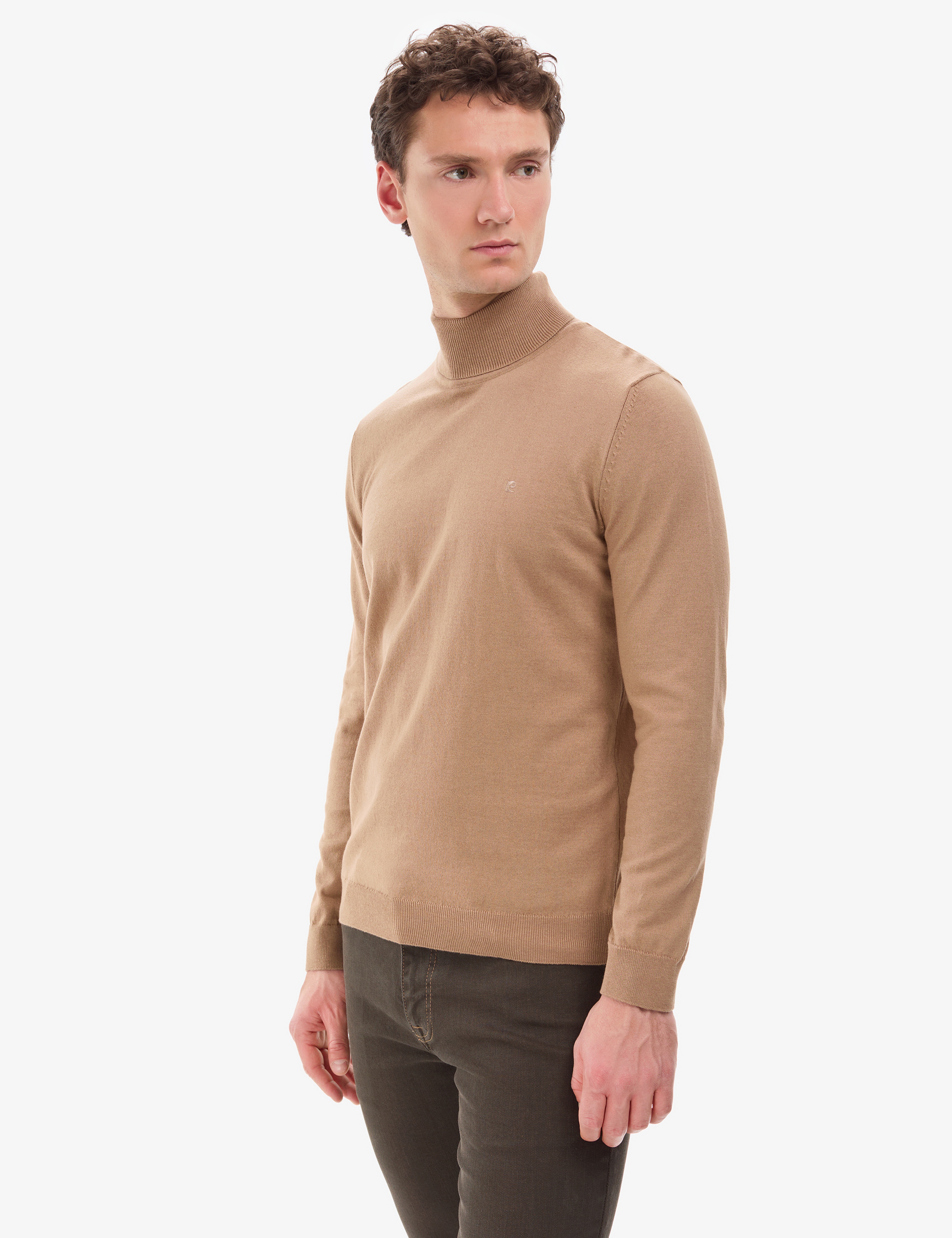 Camel Slim Fit Balıkçı Yaka Basic Triko Kazak - Image 4