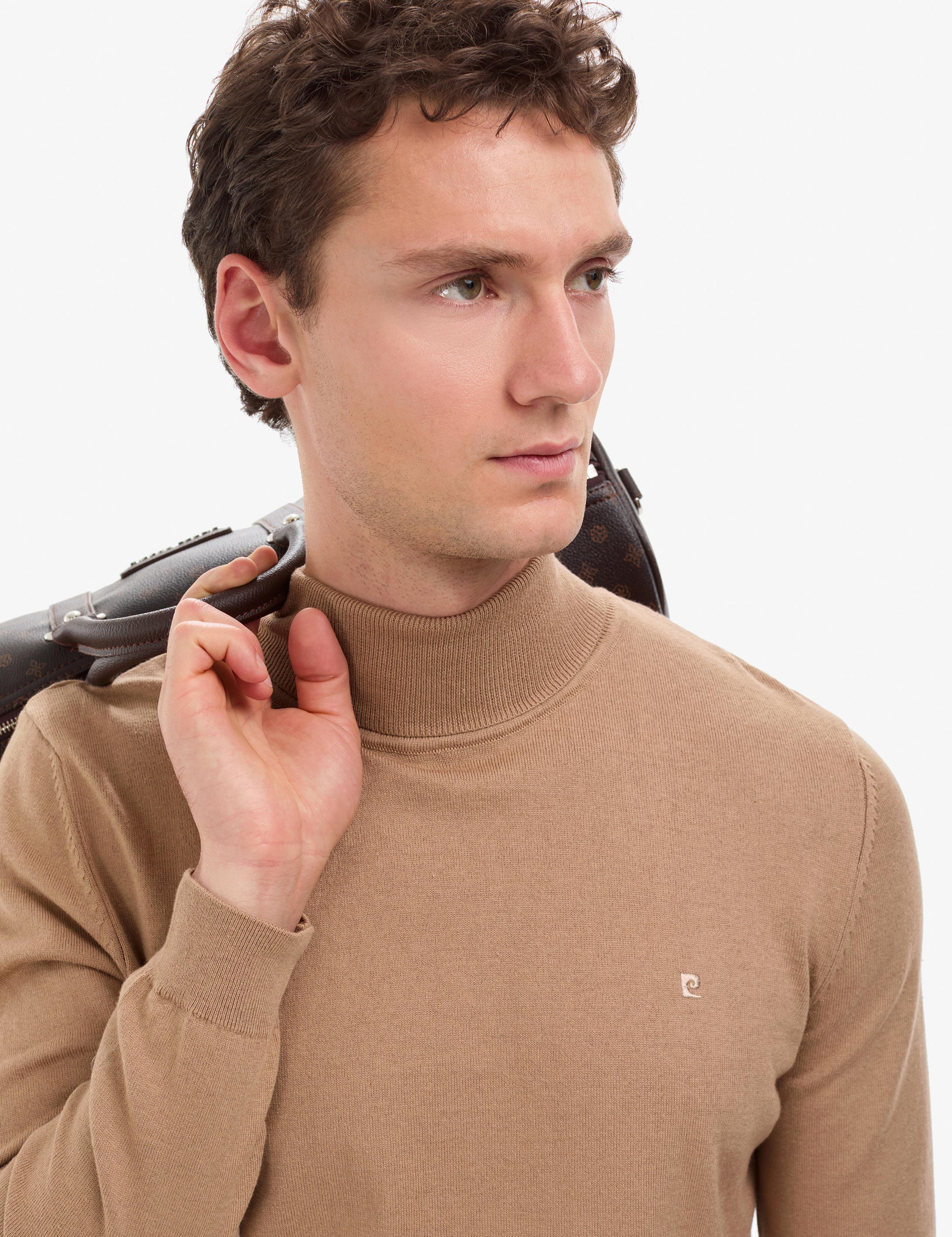 Camel Slim Fit Balıkçı Yaka Basic Triko Kazak