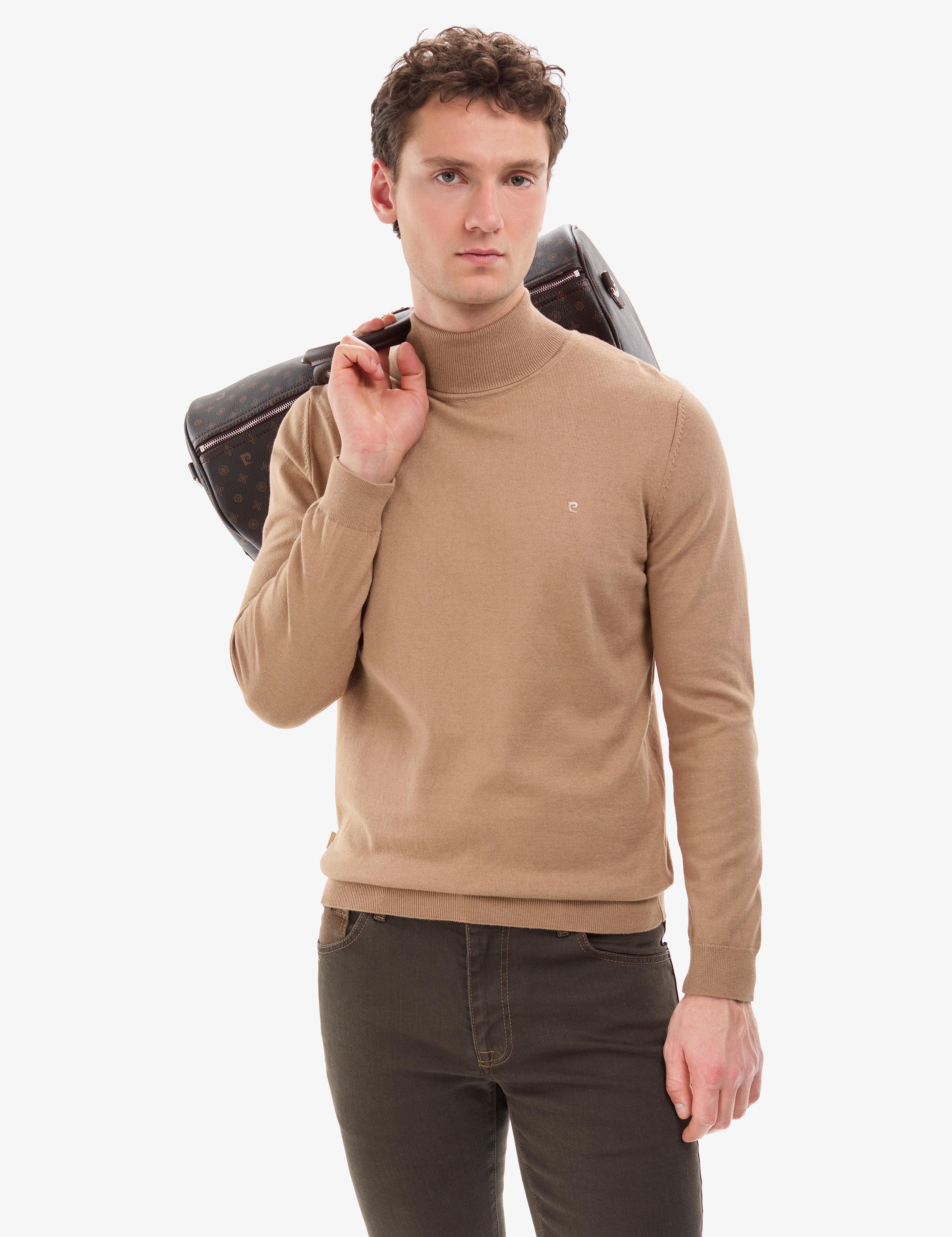 Camel Slim Fit Balıkçı Yaka Basic Triko Kazak