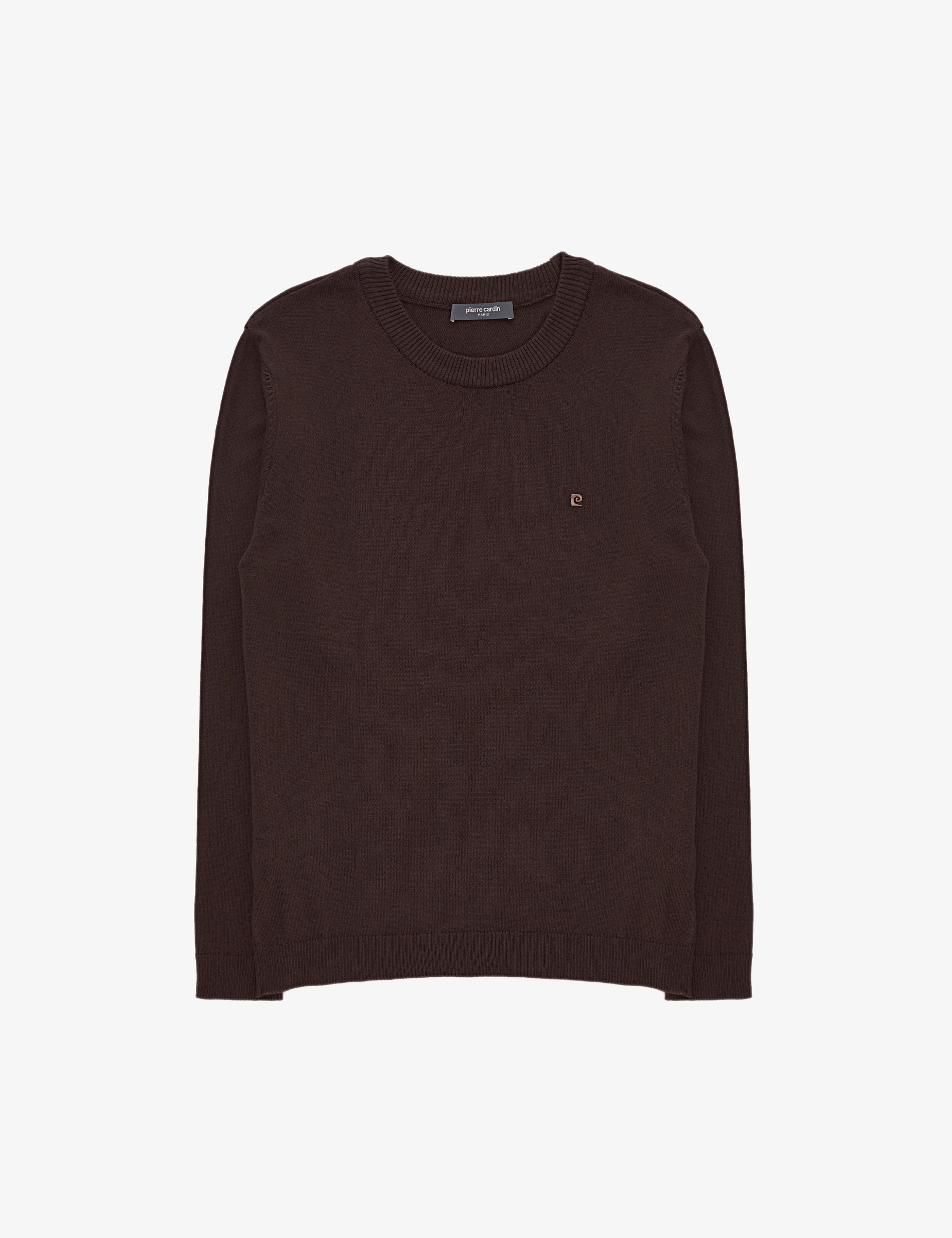 Koyu Kahverengi Slim Fit Bisiklet Yaka Basic Triko Kazak - Image 7