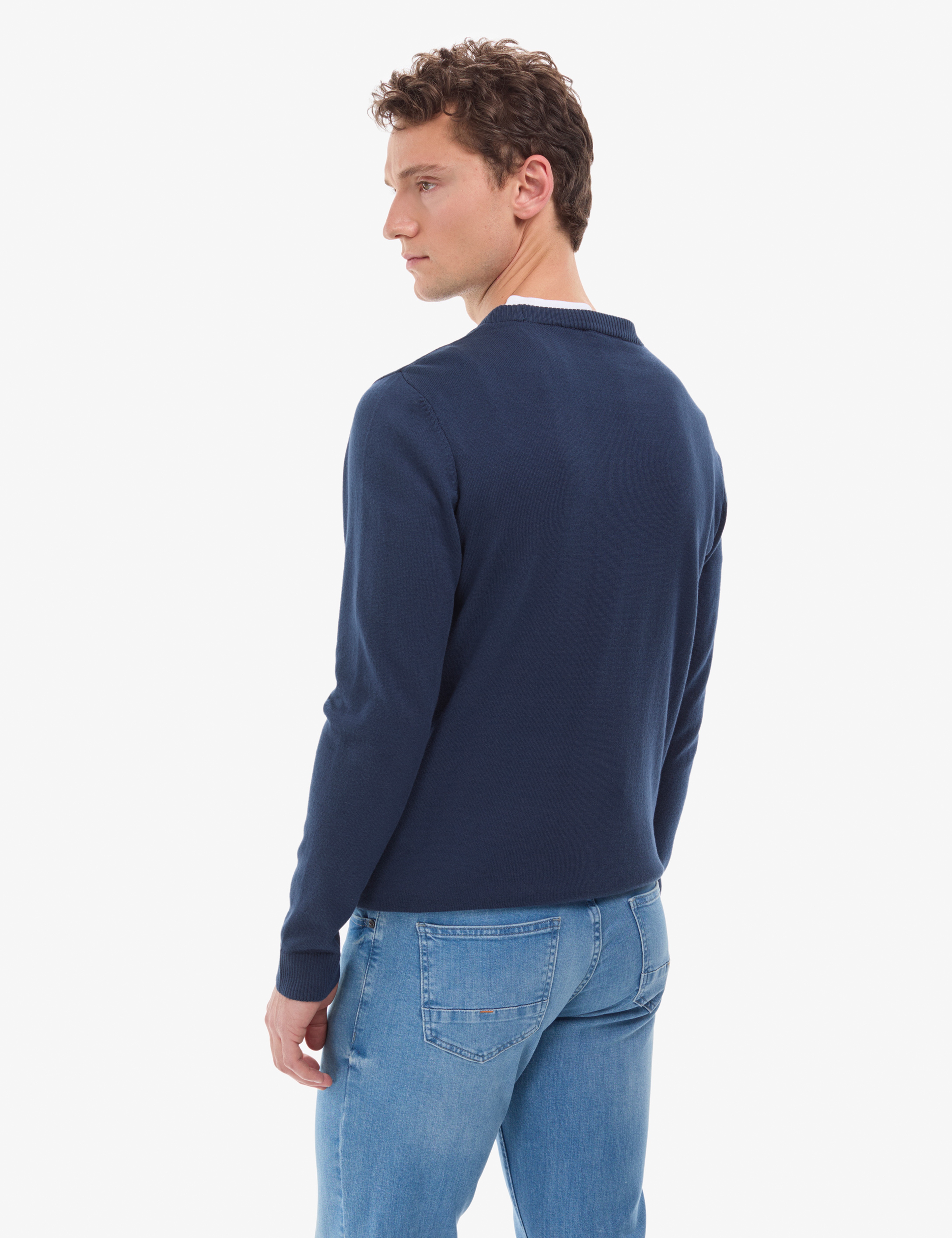 Açık Lacivert Slim Fit Bisiklet Yaka Basic Triko Kazak - Image 6