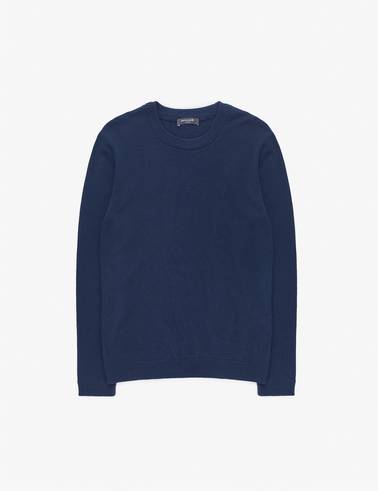 Açık Lacivert Slim Fit Bisiklet Yaka Basic Triko Kazak