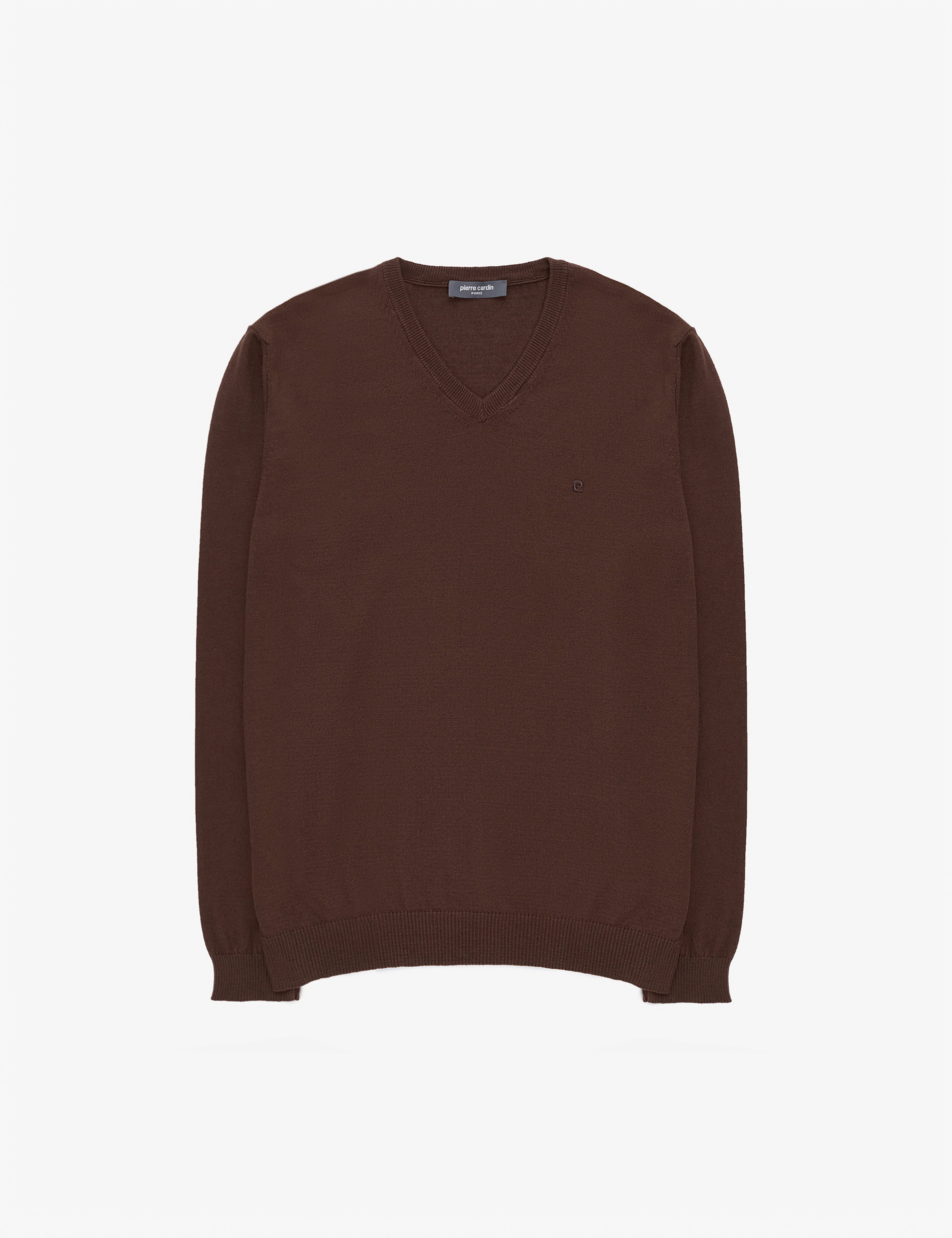 Kahverengi Slim Fit V Yaka Basic Triko Kazak - Image 7