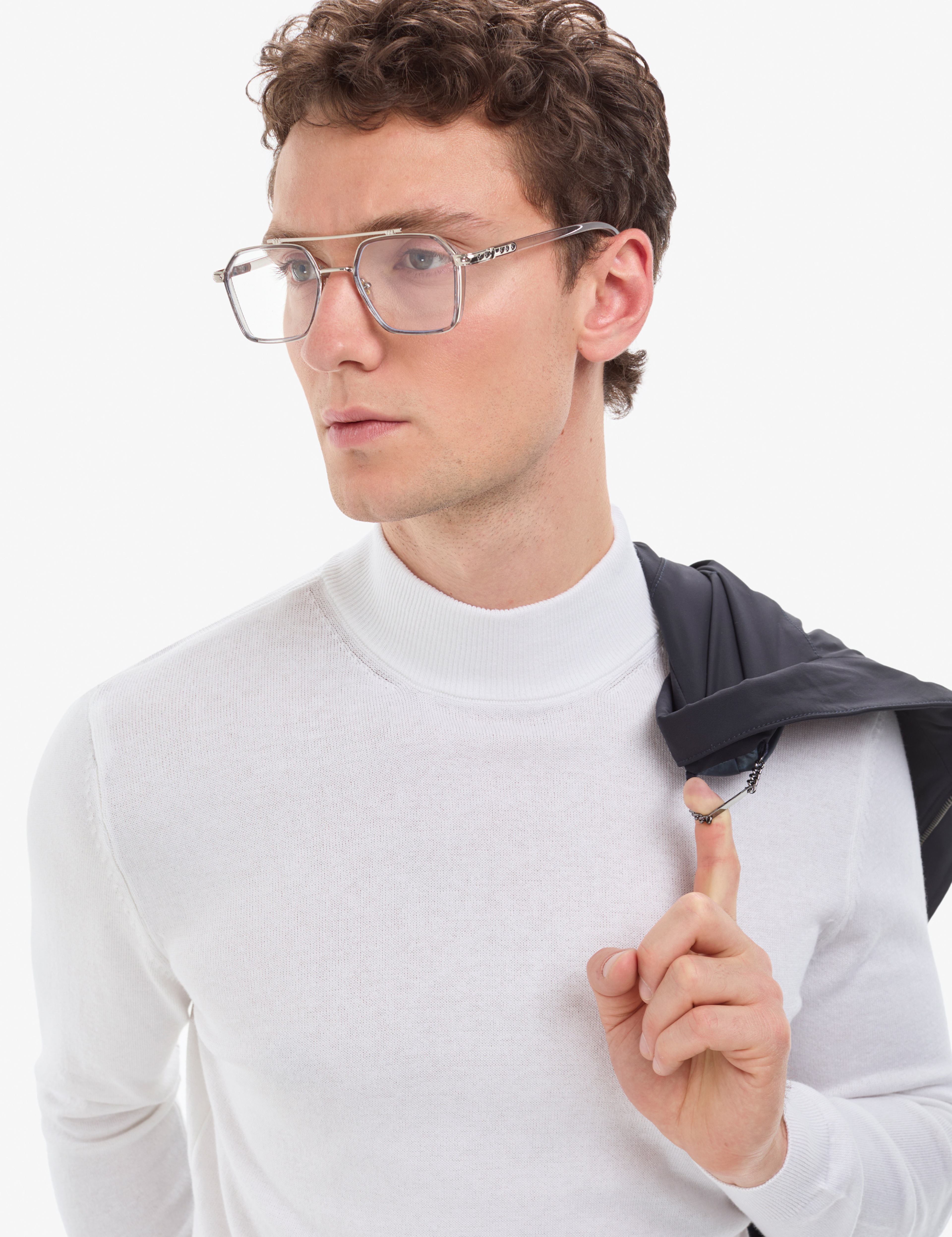 Ekru Slim Fit Yarım Balıkçı Yaka Basic Triko Kazak - Image 3