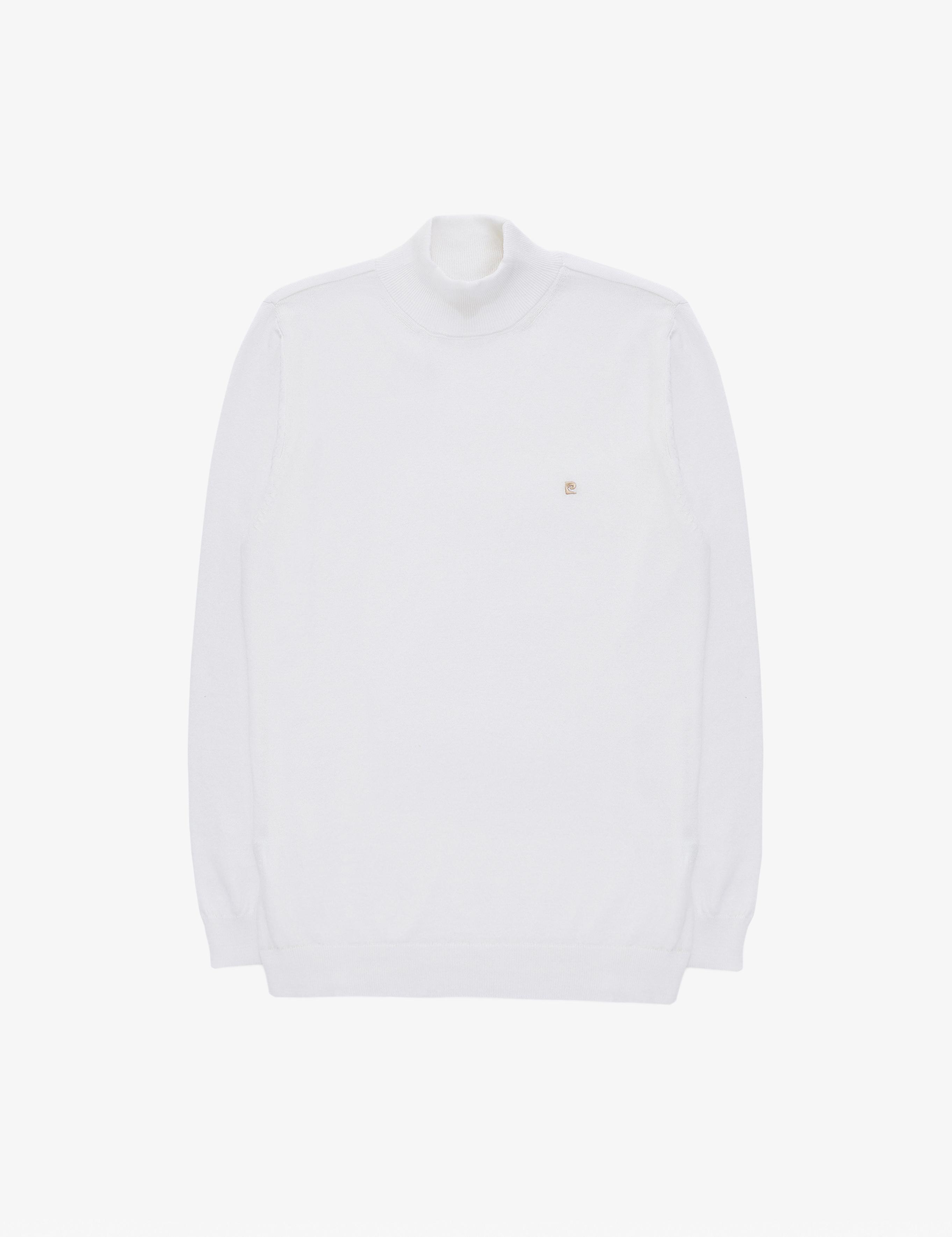 Ekru Slim Fit Yarım Balıkçı Yaka Basic Triko Kazak