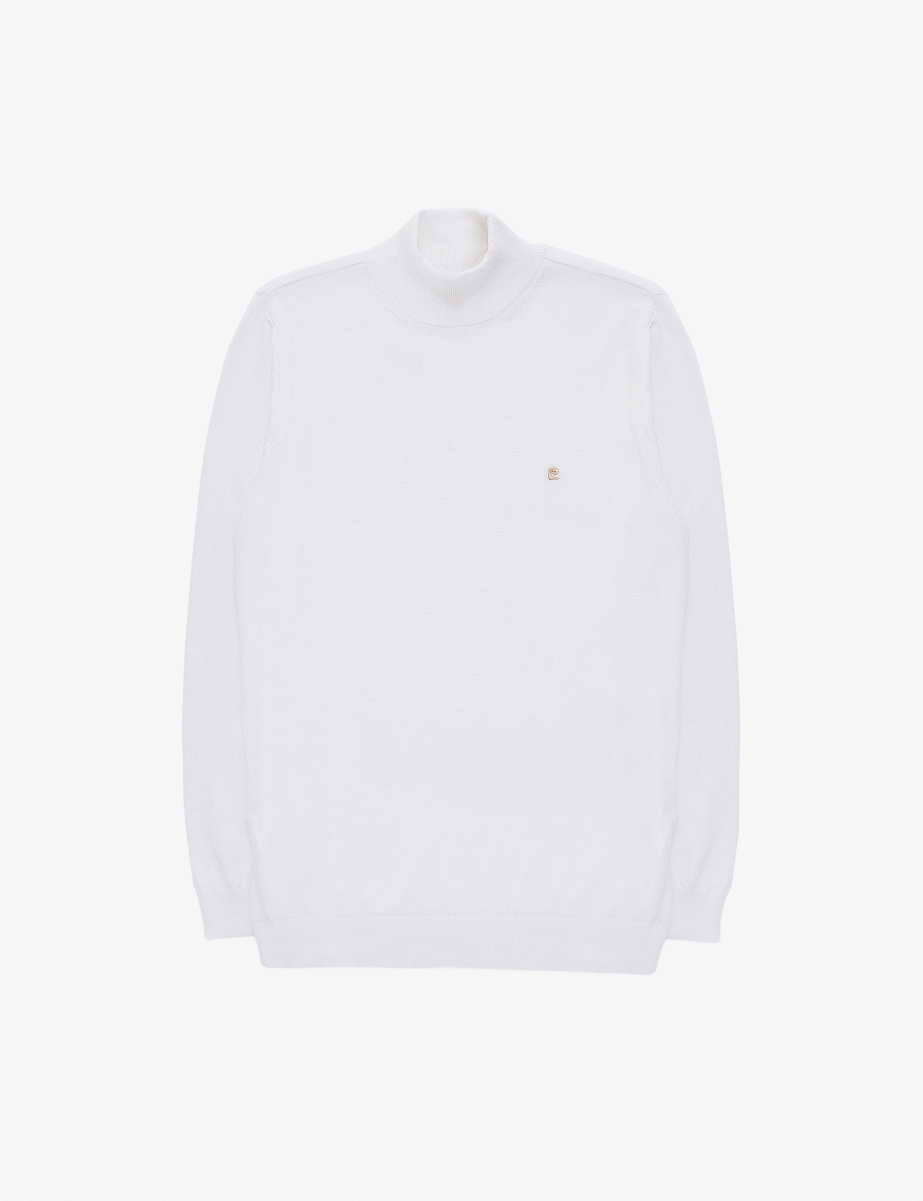 Ekru Slim Fit Yarım Balıkçı Yaka Basic Triko Kazak