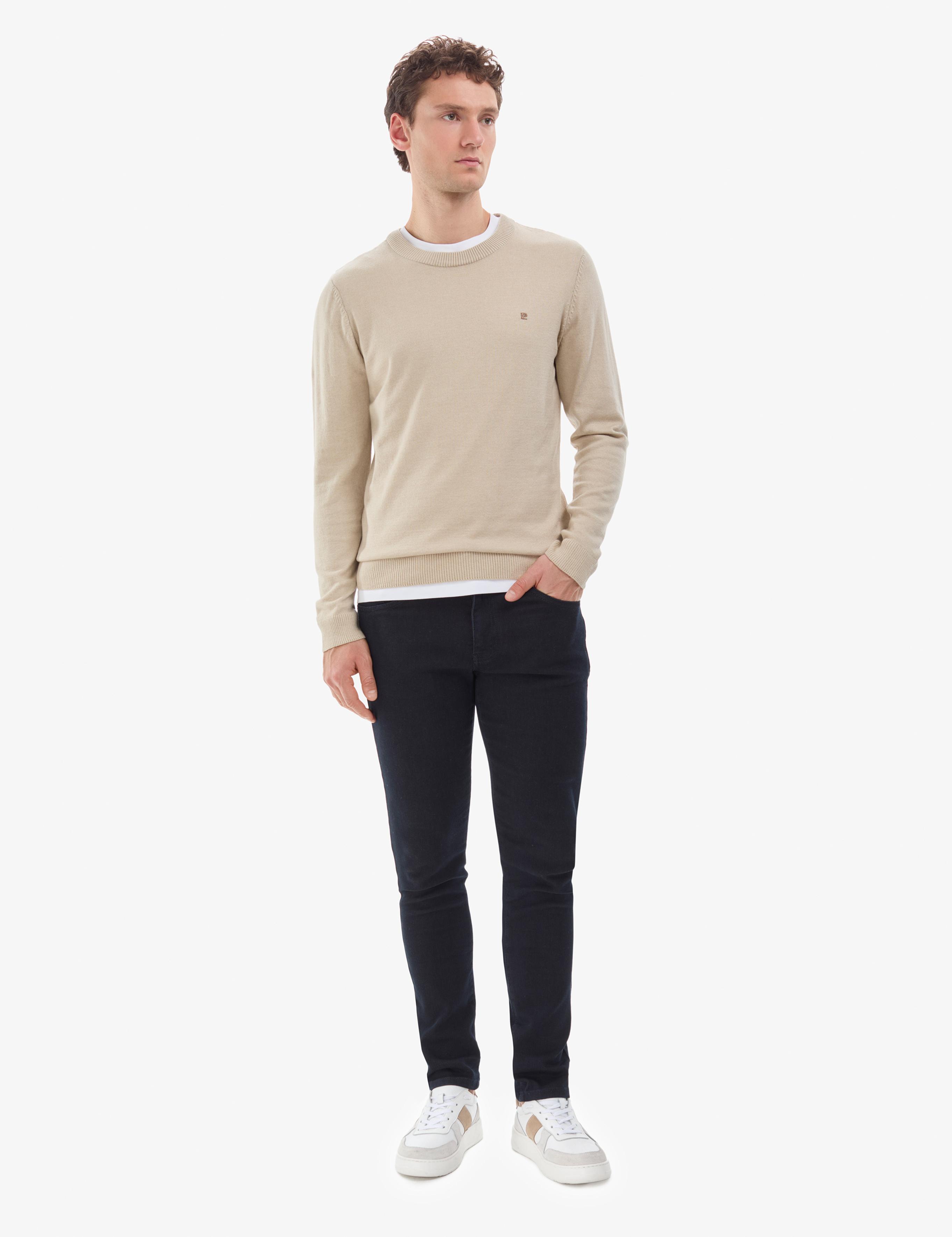 Kum Melanj Slim Fit Bisiklet Yaka Basic Triko Kazak