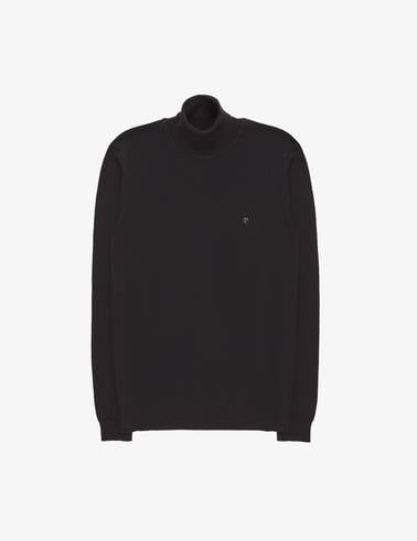 Siyah Slim Fit Balıkçı Yaka Basic Triko Kazak