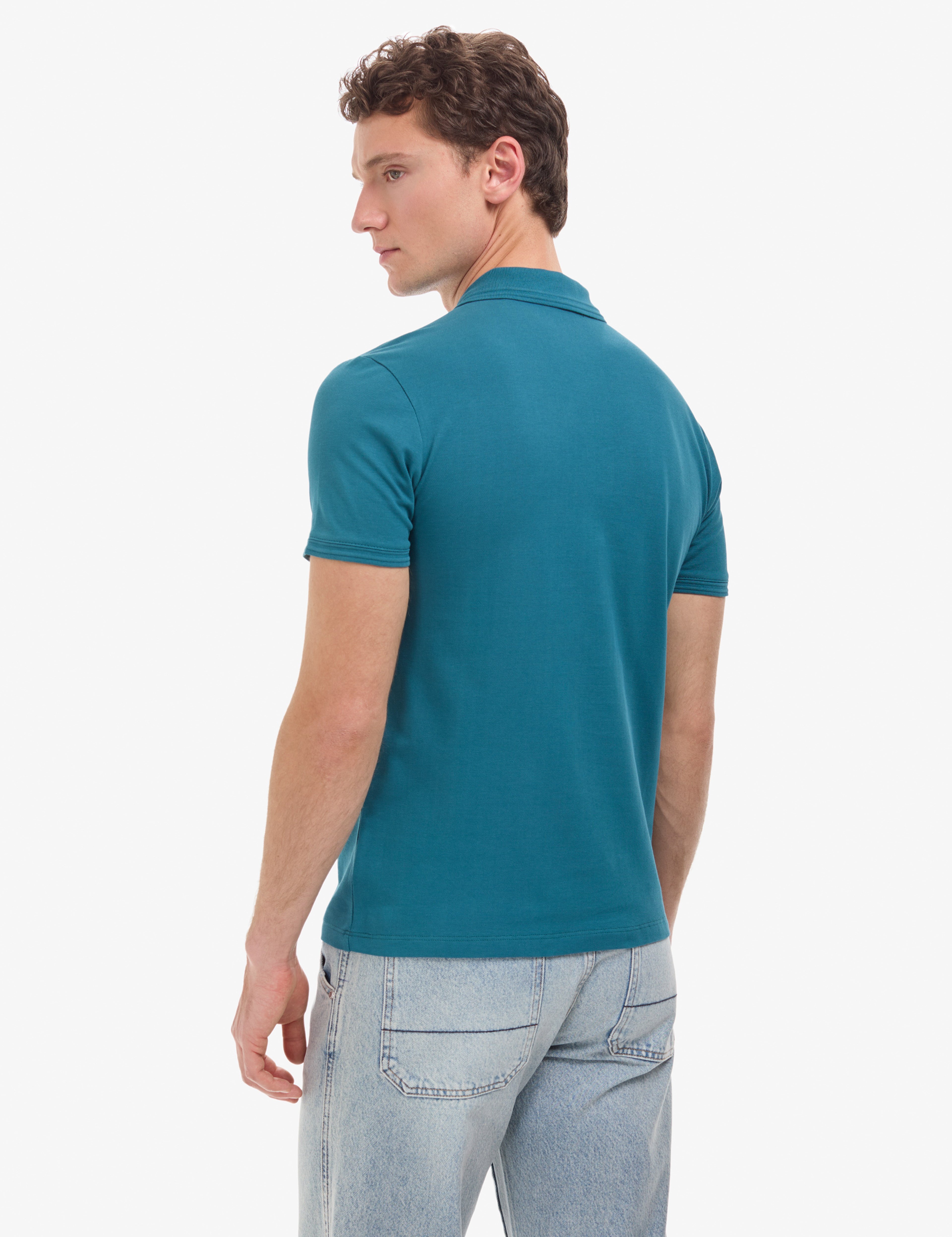 Zümrüt Slim Fit %100 Pamuk Kıvrılmaz Düğmeli Polo Yaka Basic Tişört - Image 5