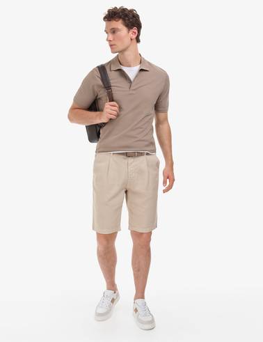 Koyu Vizon Regular Fit %100 Pamuk Kıvrılmaz Düğmeli Polo Yaka Basic Tişört