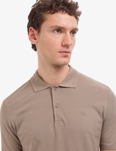 Koyu Vizon Regular Fit %100 Pamuk Kıvrılmaz Düğmeli Polo Yaka Basic Tişört