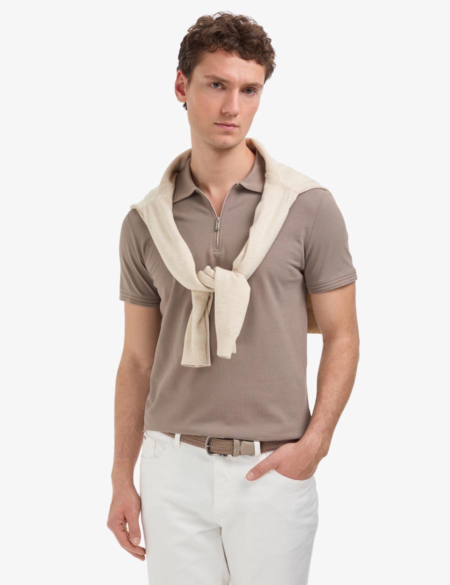 KAHVERENGI Slim Fit Basic Tişört