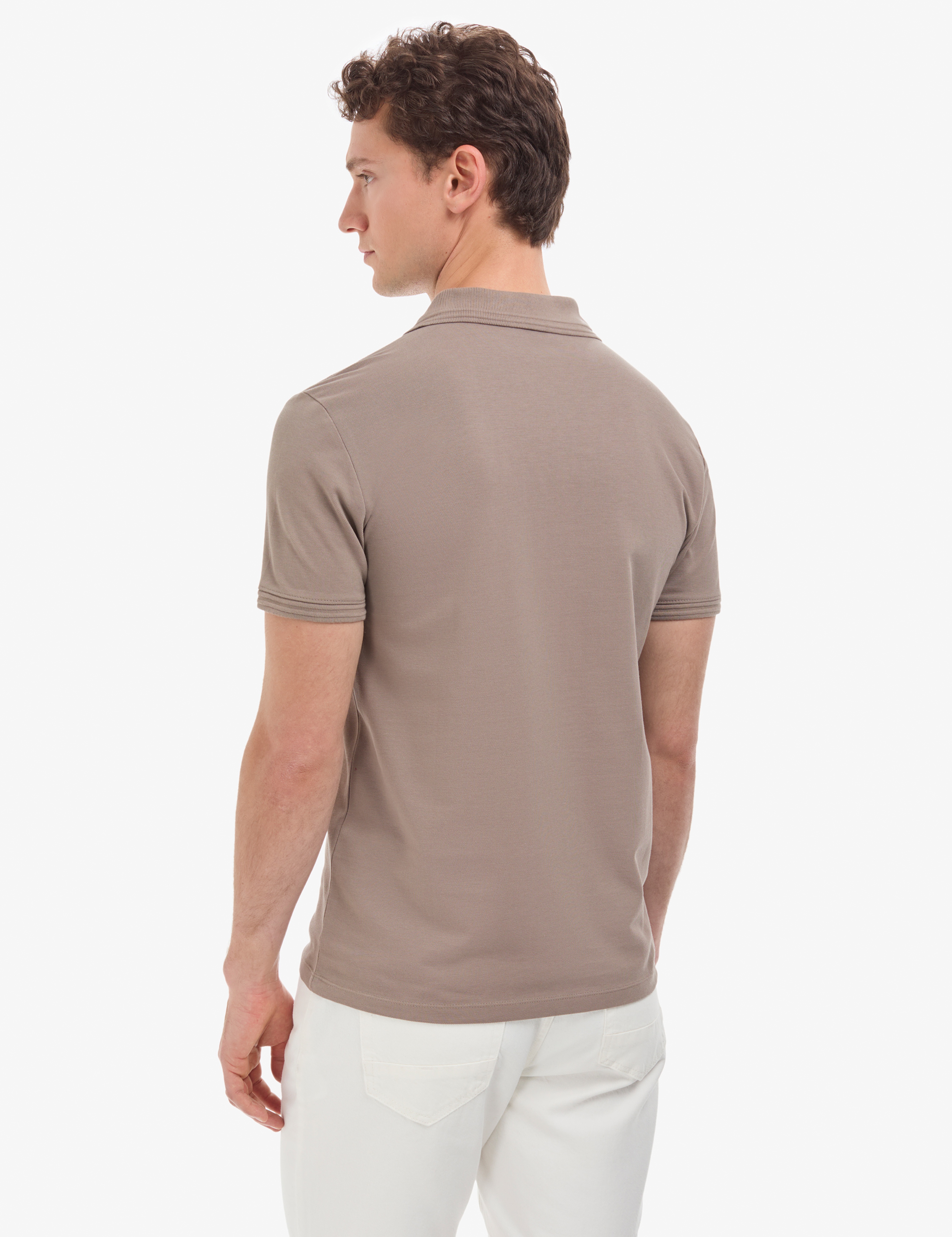 Koyu Vizon Slim Fit %100 Pamuk Kıvrılmaz Fermuarlı Polo Yaka Basic Tişört - Image 5