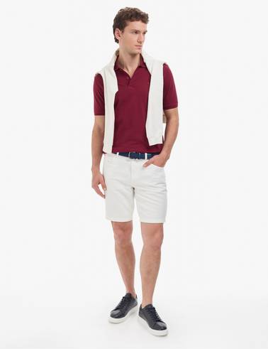 Bordo Regular Fit %100 Pamuk Kıvrılmaz Düğmeli Polo Yaka Basic Tişört