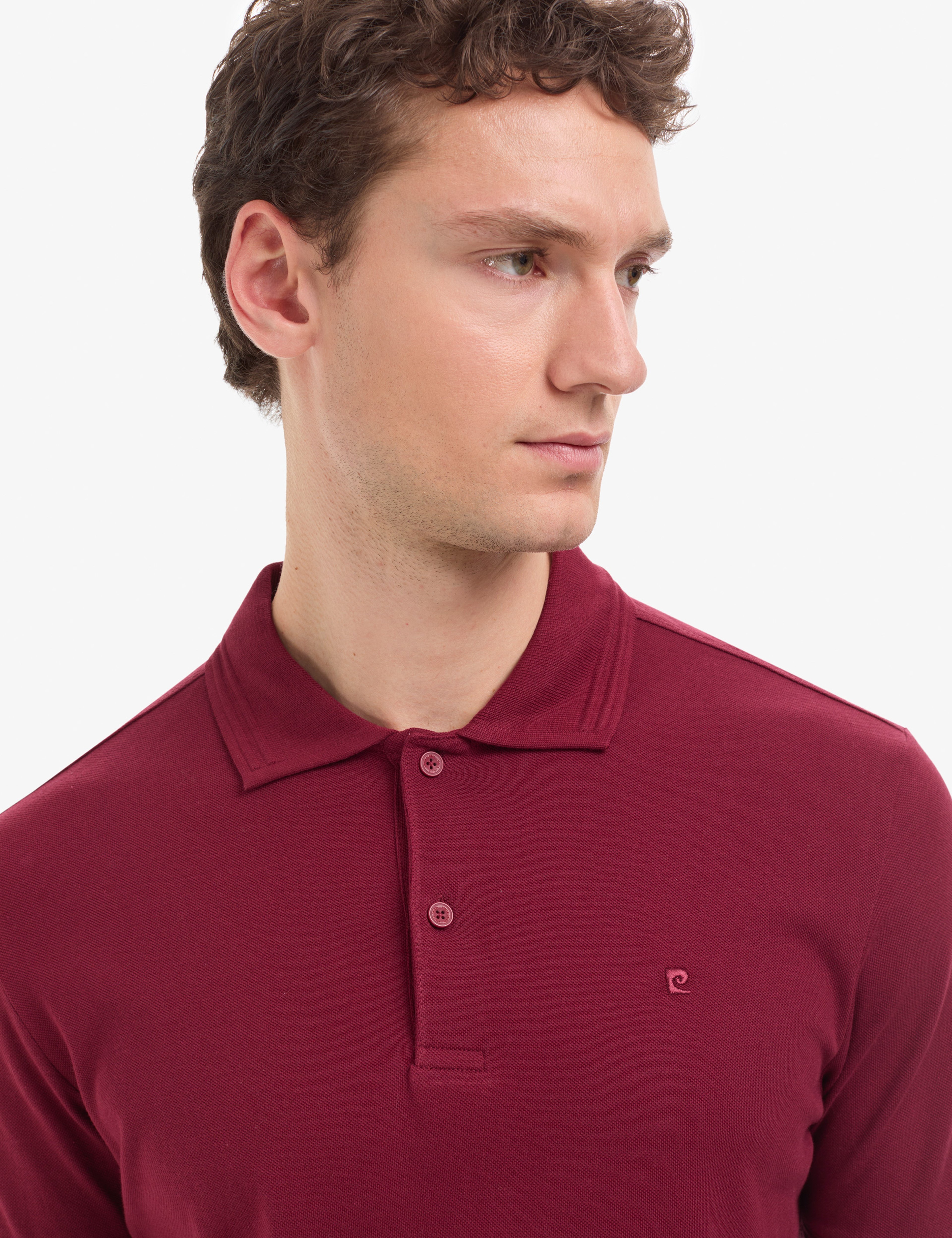 Bordo Regular Fit %100 Pamuk Kıvrılmaz Düğmeli Polo Yaka Basic Tişört