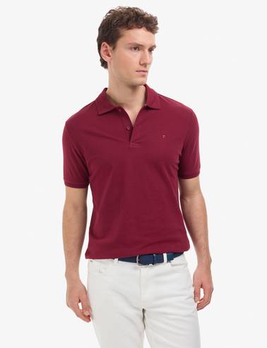 Bordo Regular Fit %100 Pamuk Kıvrılmaz Düğmeli Polo Yaka Basic Tişört