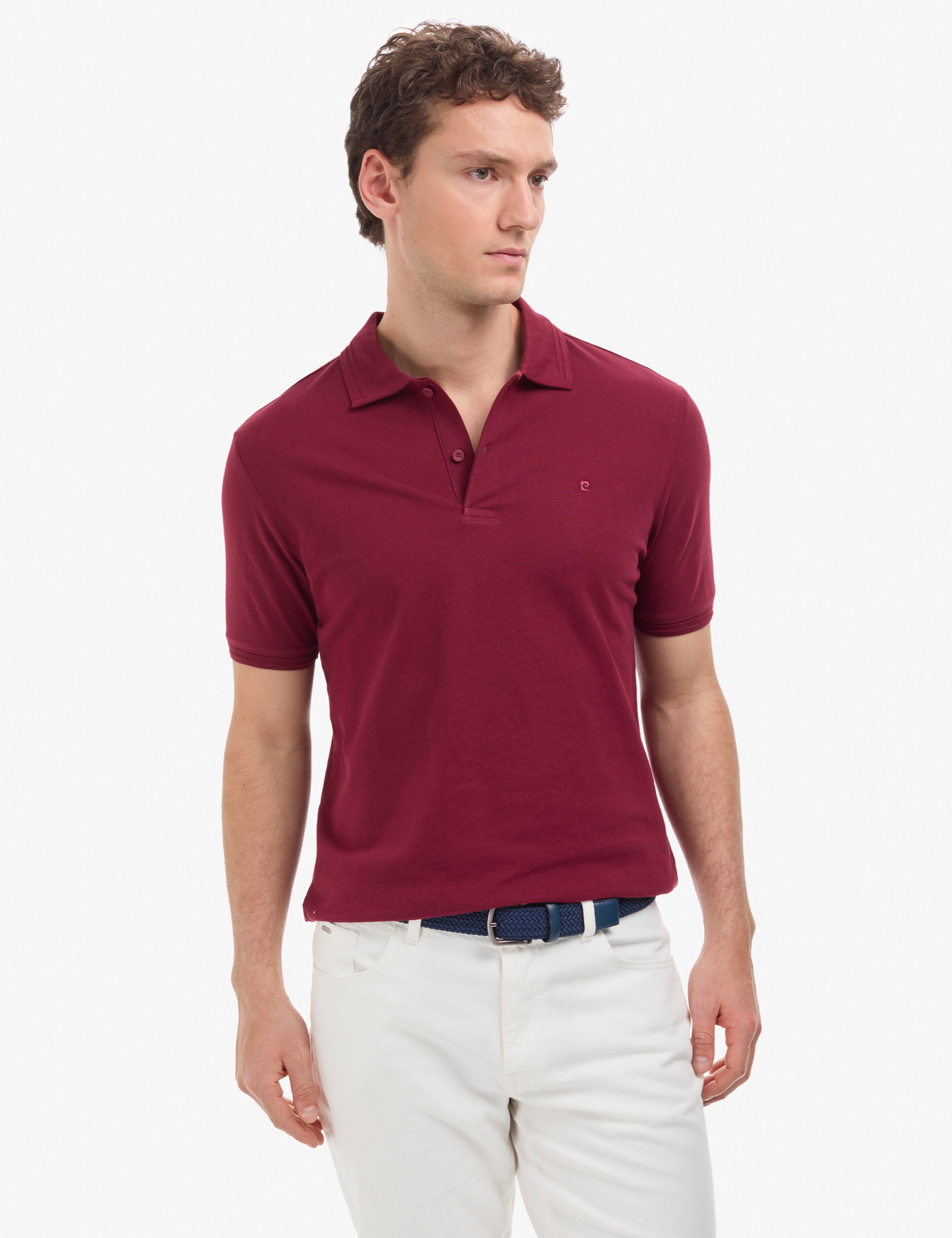 Bordo Regular Fit %100 Pamuk Kıvrılmaz Düğmeli Polo Yaka Basic Tişört
