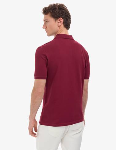 Bordo Regular Fit %100 Pamuk Kıvrılmaz Düğmeli Polo Yaka Basic Tişört
