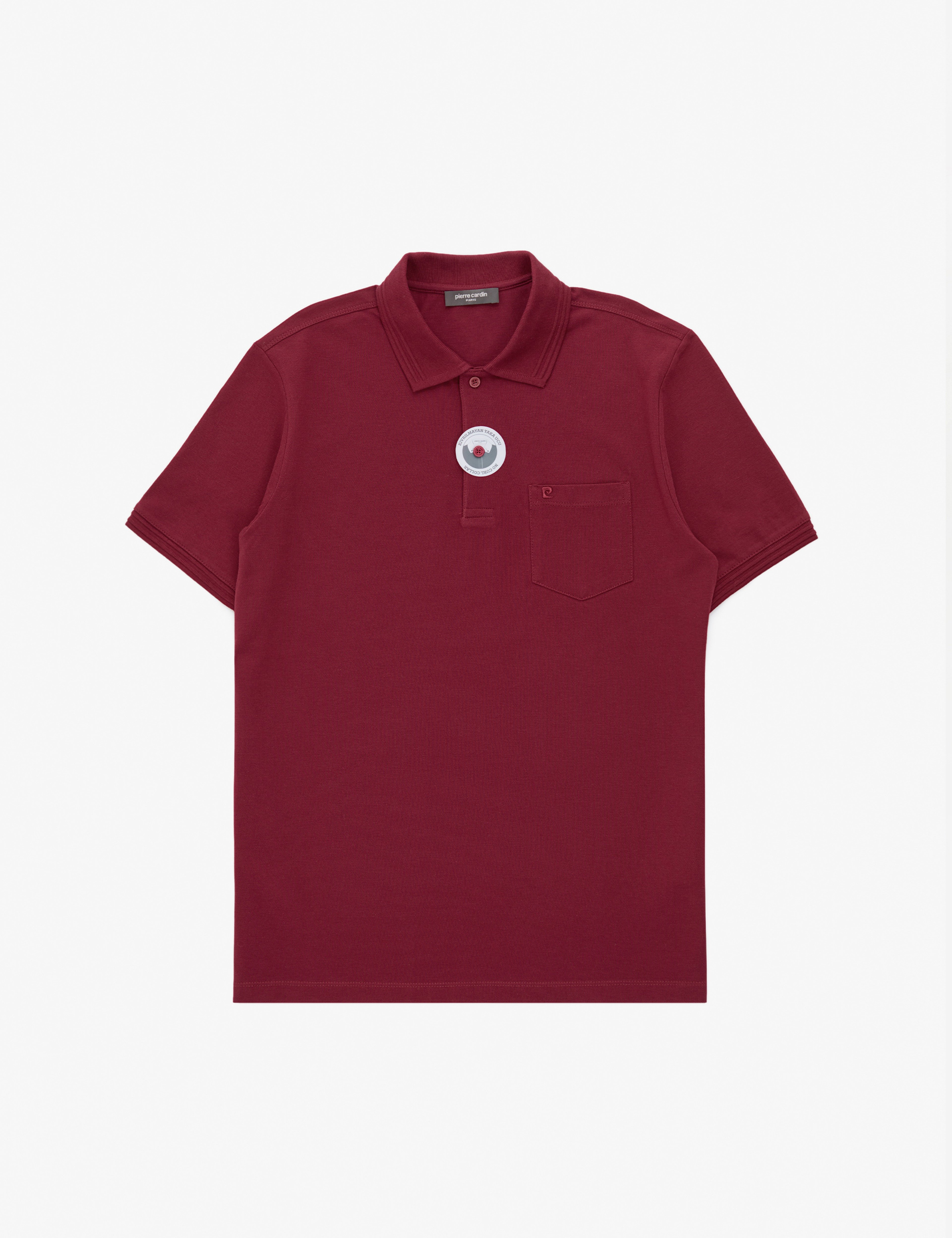 Bordo Regular Fit %100 Pamuk Cepli Kıvrılmaz Düğmeli Polo Yaka Basic Tişört